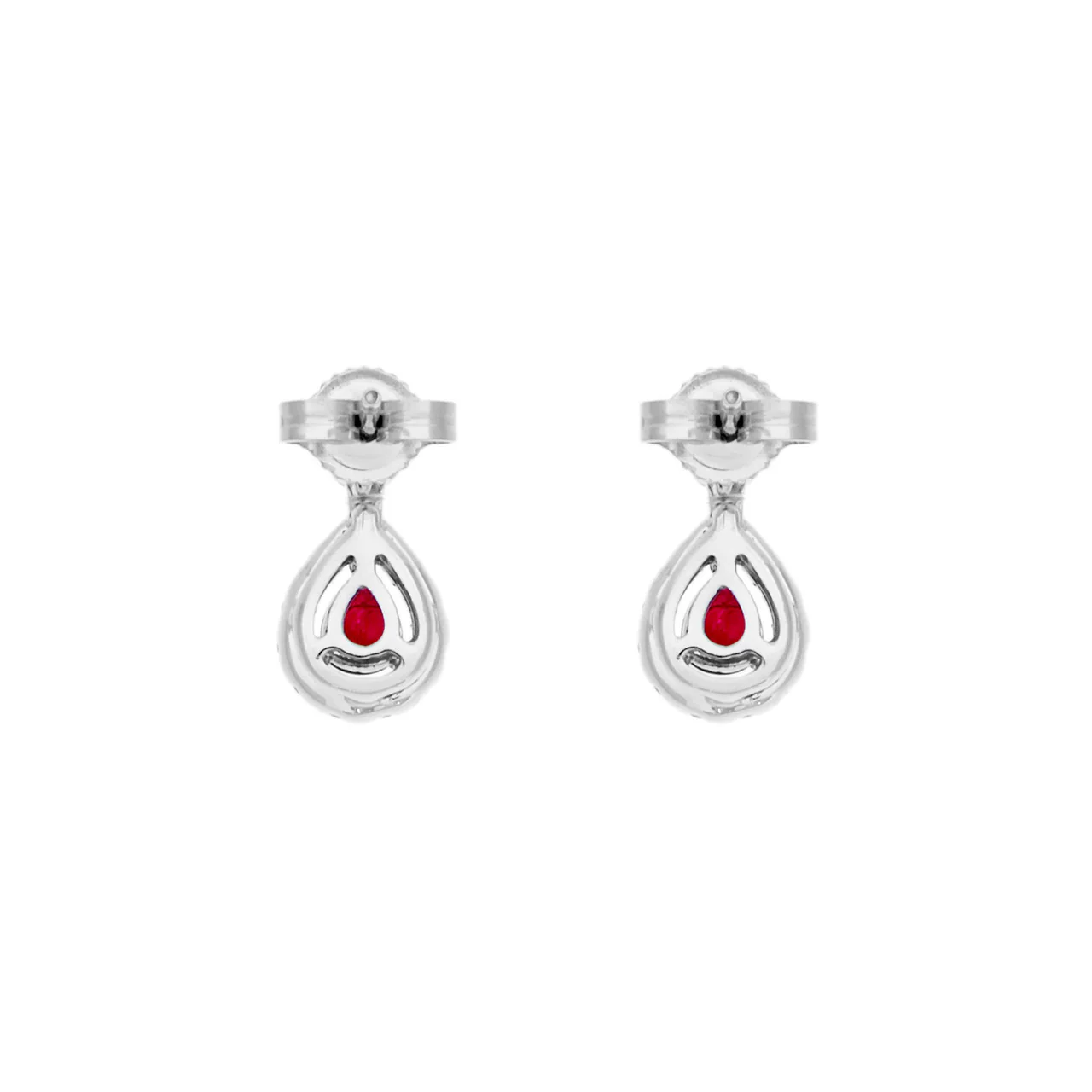 18K White Gold 0.56 Carat Ruby Diamond Drop Earrings - Image 2