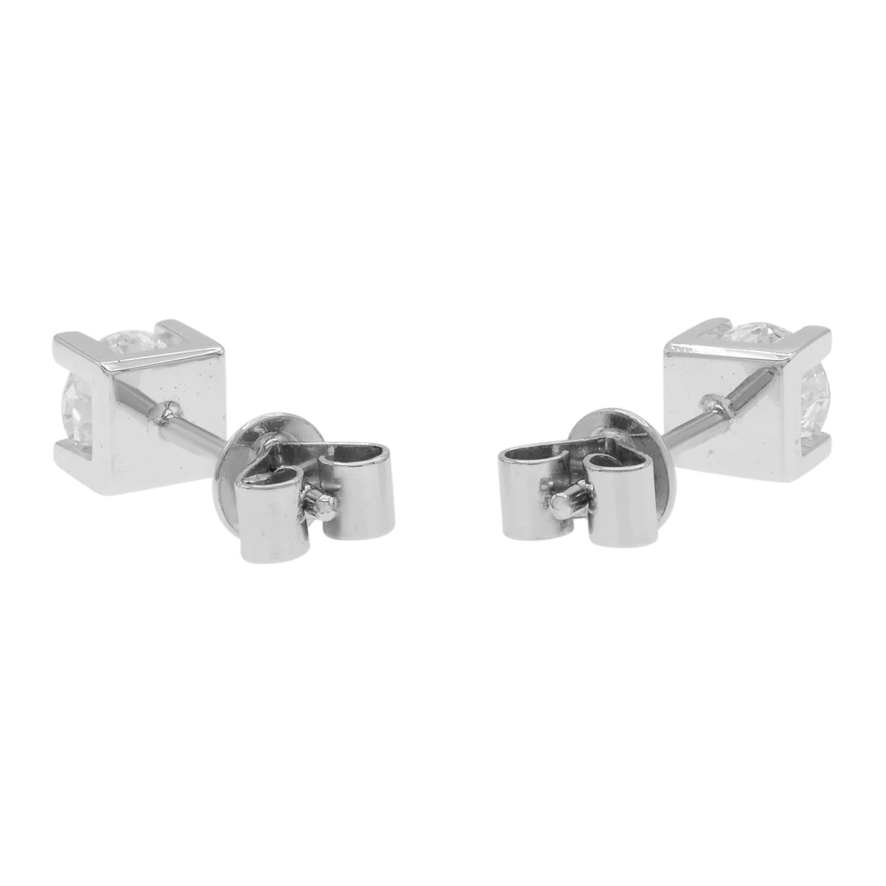 18K White Gold 0.60 Carat Diamond Stud Earrings - Image 2