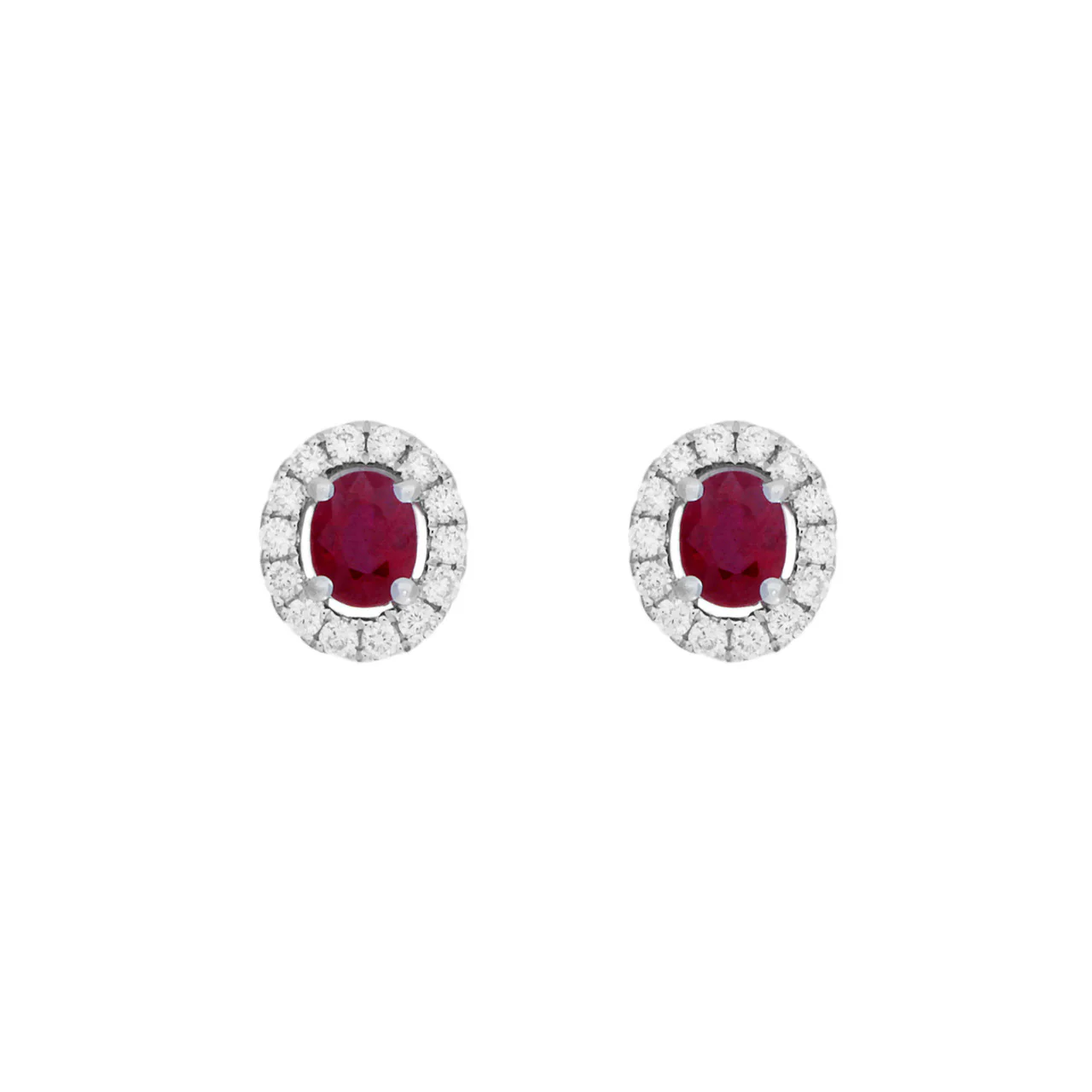 18K White Gold 0.64 Carat Ruby Diamond Earrings