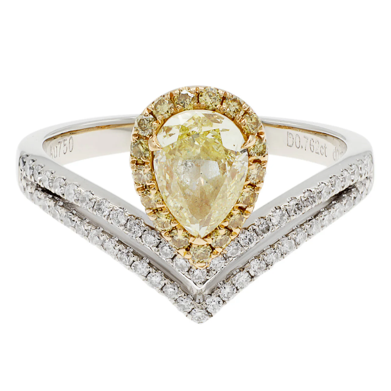 18K White Gold 0.76 Carat Fancy Yellow Diamond Ring