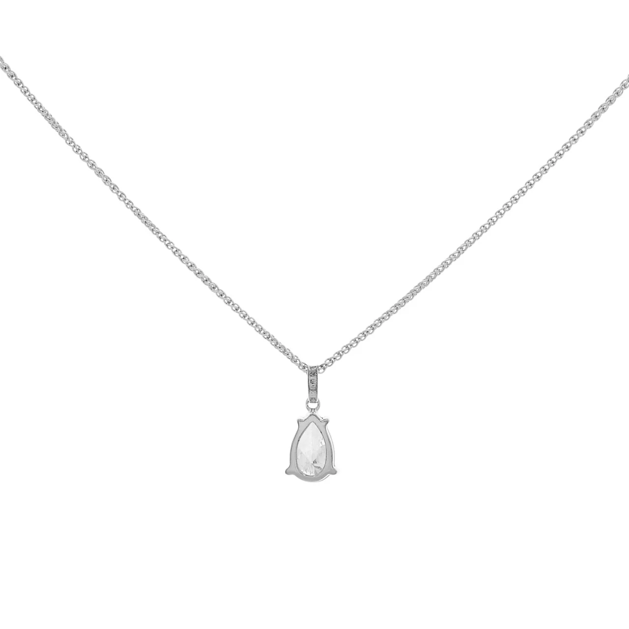 18K White Gold 0.76 Carat Pear Cut Diamond Solitaire Pendant - Image 2