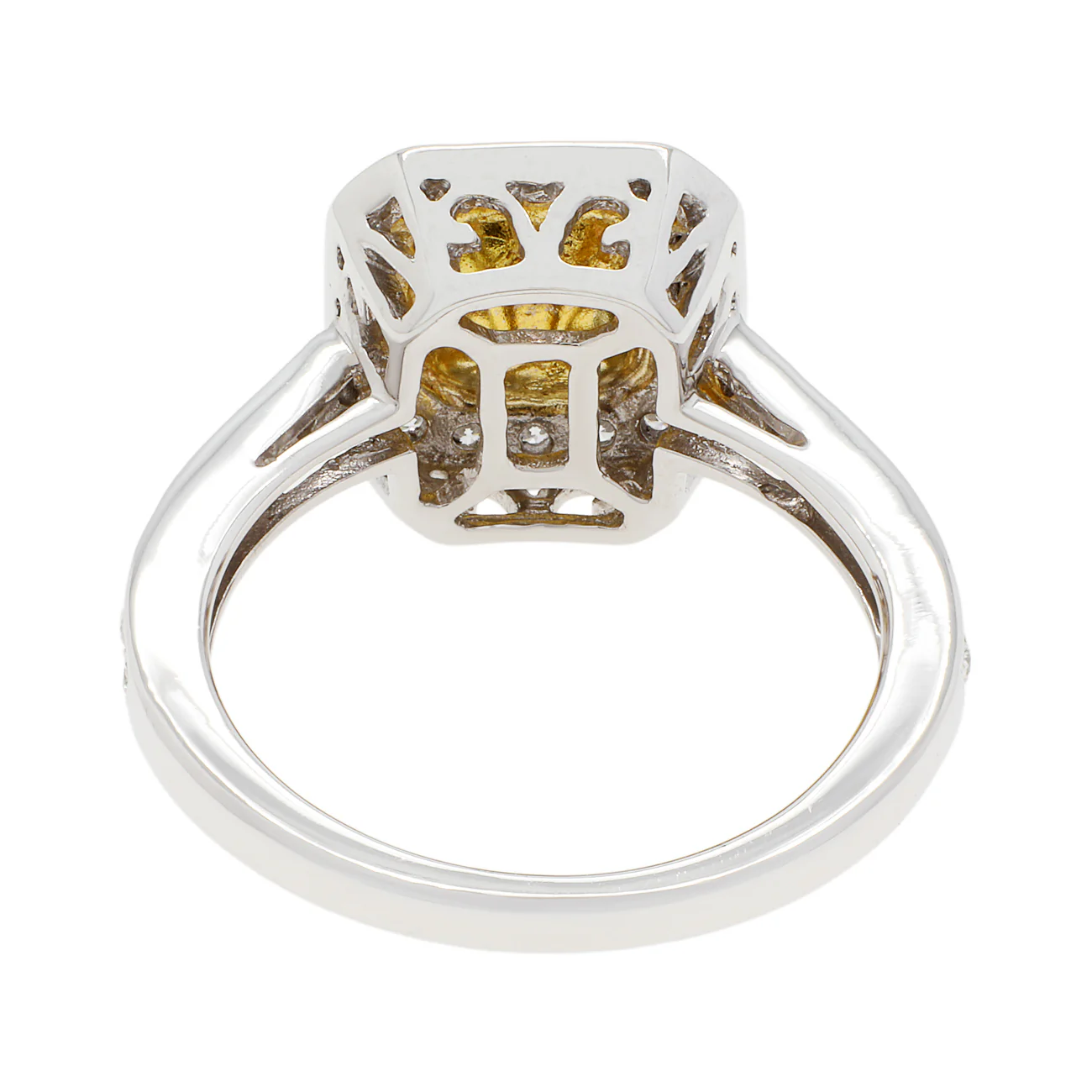 18K White Gold 0.78 Carat Fancy Intense Yellow Diamond Octagonal Ring - Image 2