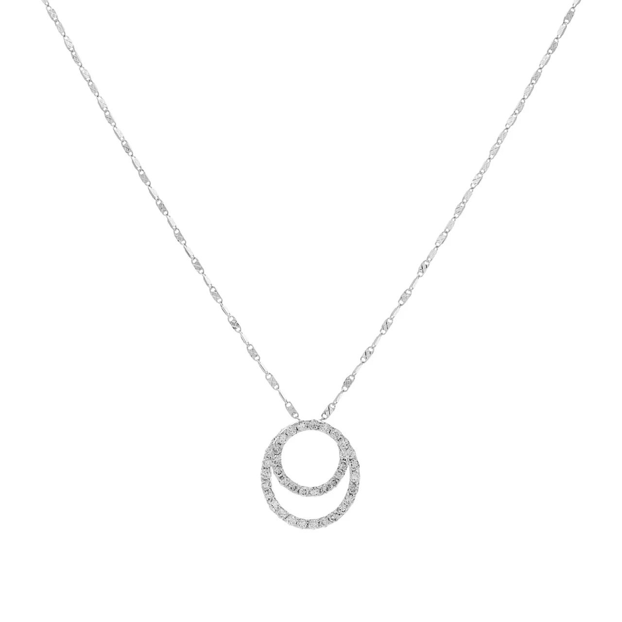 18K White Gold 0.80 Carat Diamond Pendant Necklace