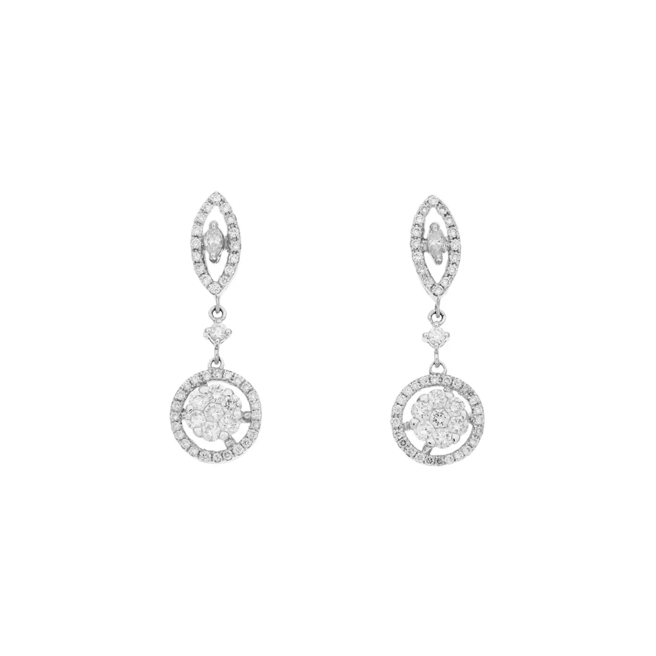 18K White Gold 0.82 Carat Diamond Drop Earrings