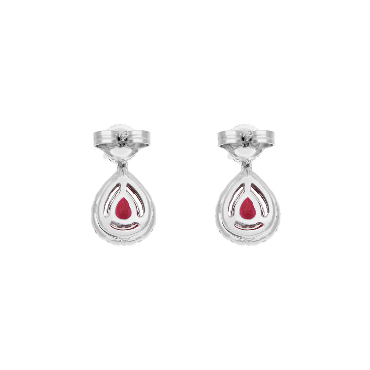 18K White Gold 0.82 Carat Ruby Diamond Drop Earrings - Image 2