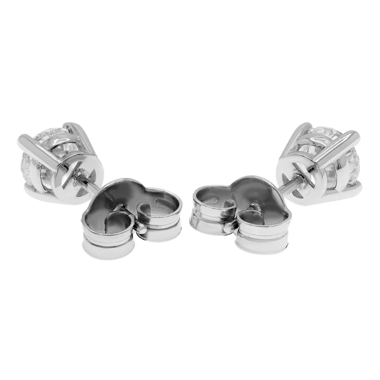 18K White Gold 0.88 Carat Diamond Stud Earrings - Image 2