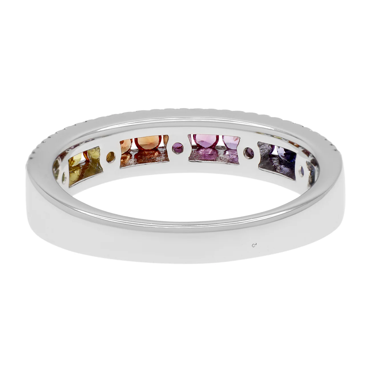18K White Gold 0.88 Carat Rainbow Sapphire Diamond Ring - Image 2