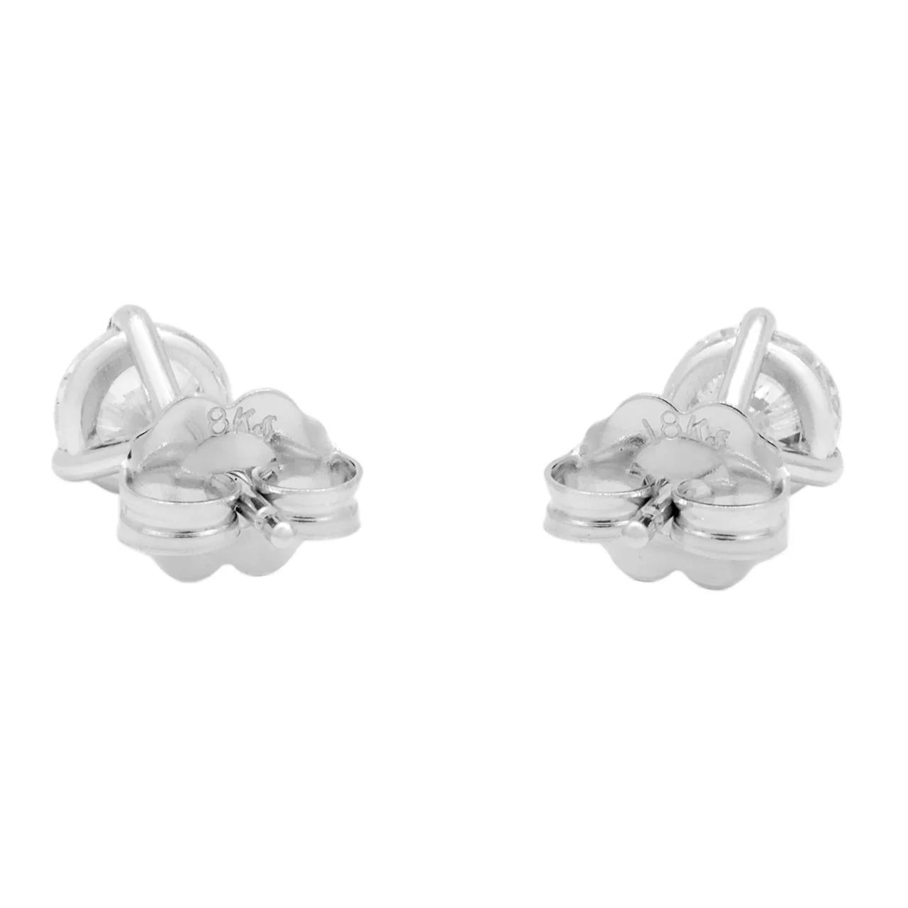 18K White Gold 0.90 Carat Diamond Stud Earrings - Image 2
