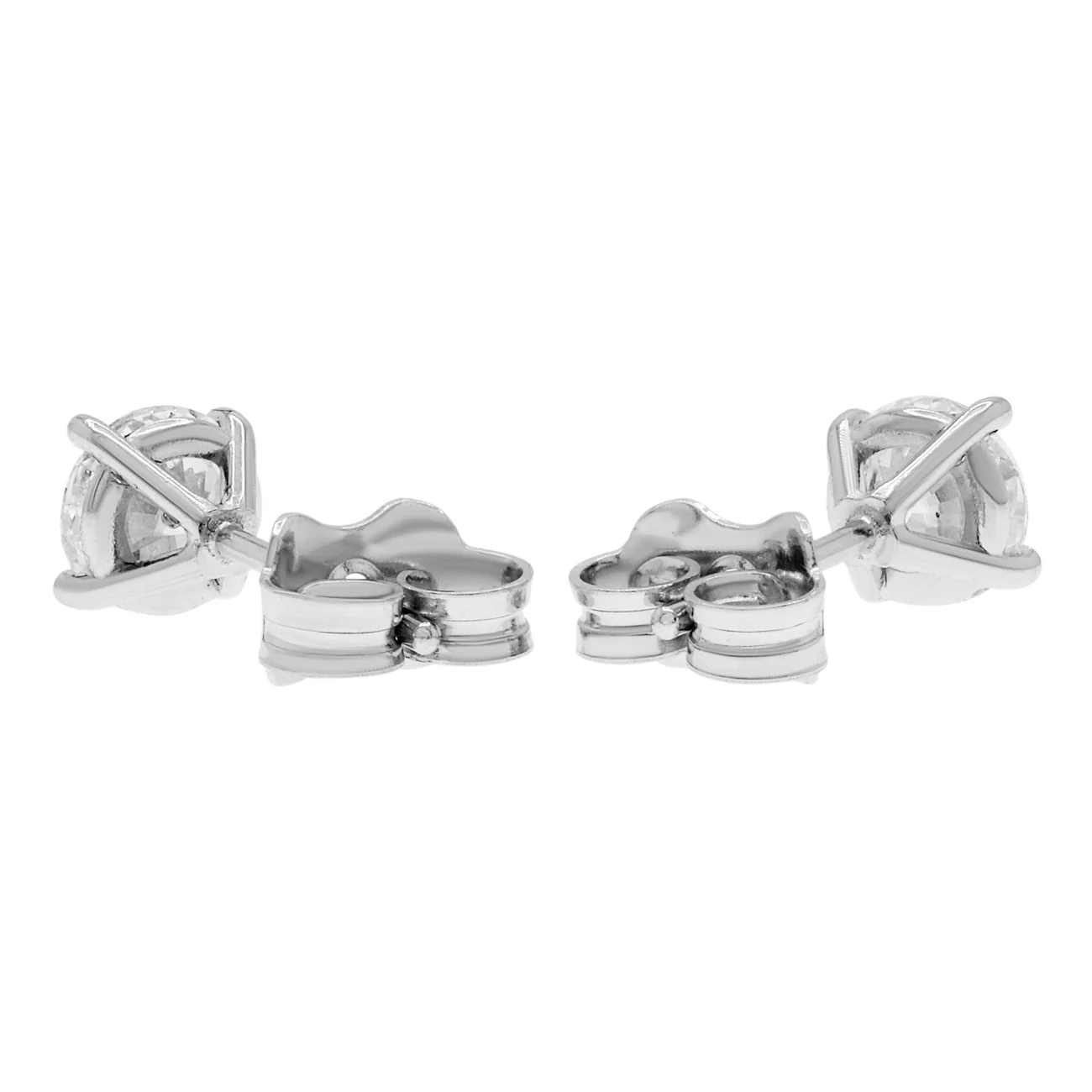 18K White Gold 0.98 Carat Diamond Stud Earrings - Image 2
