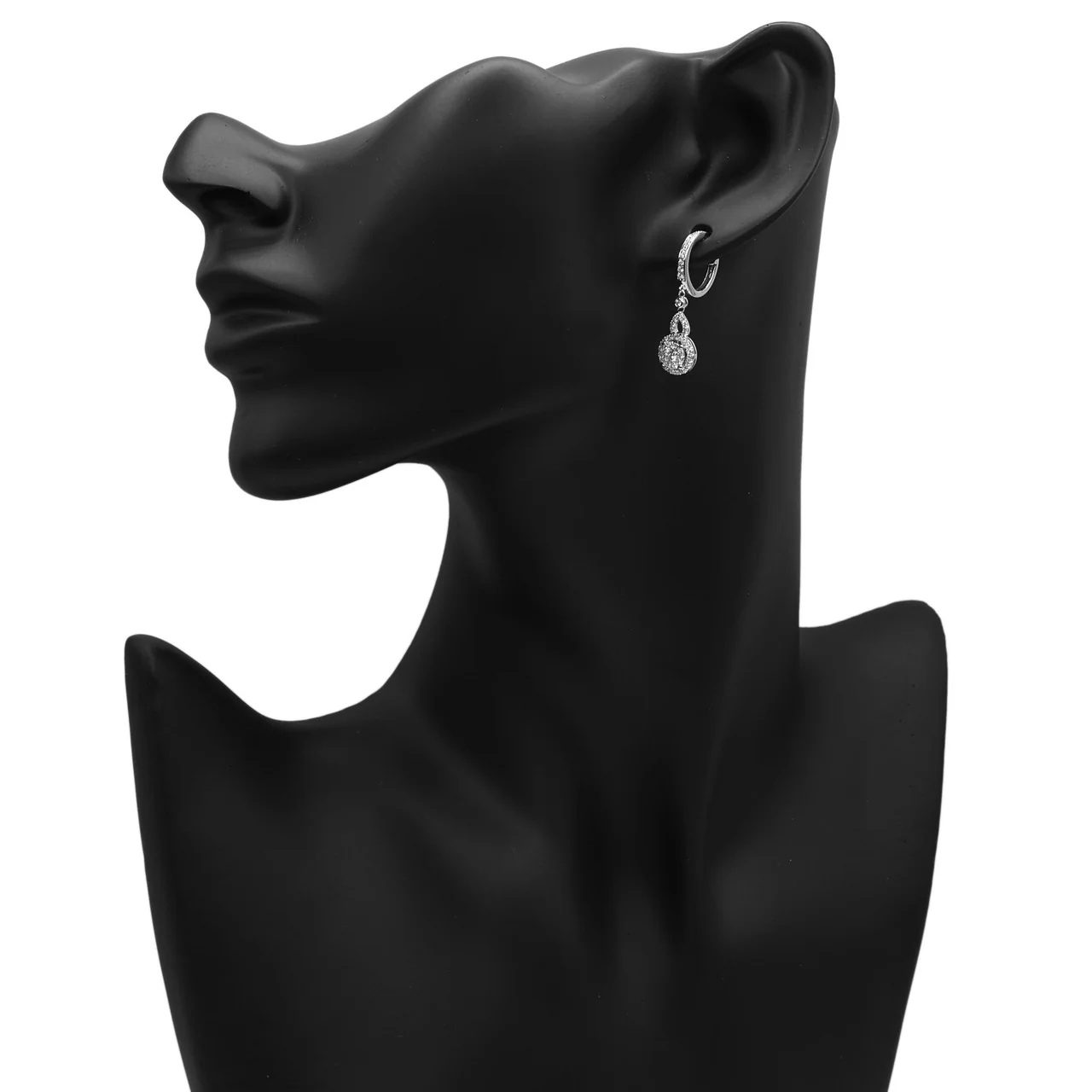 18k White Gold 1.00 Carat Diamond Drop Earrings - Image 3