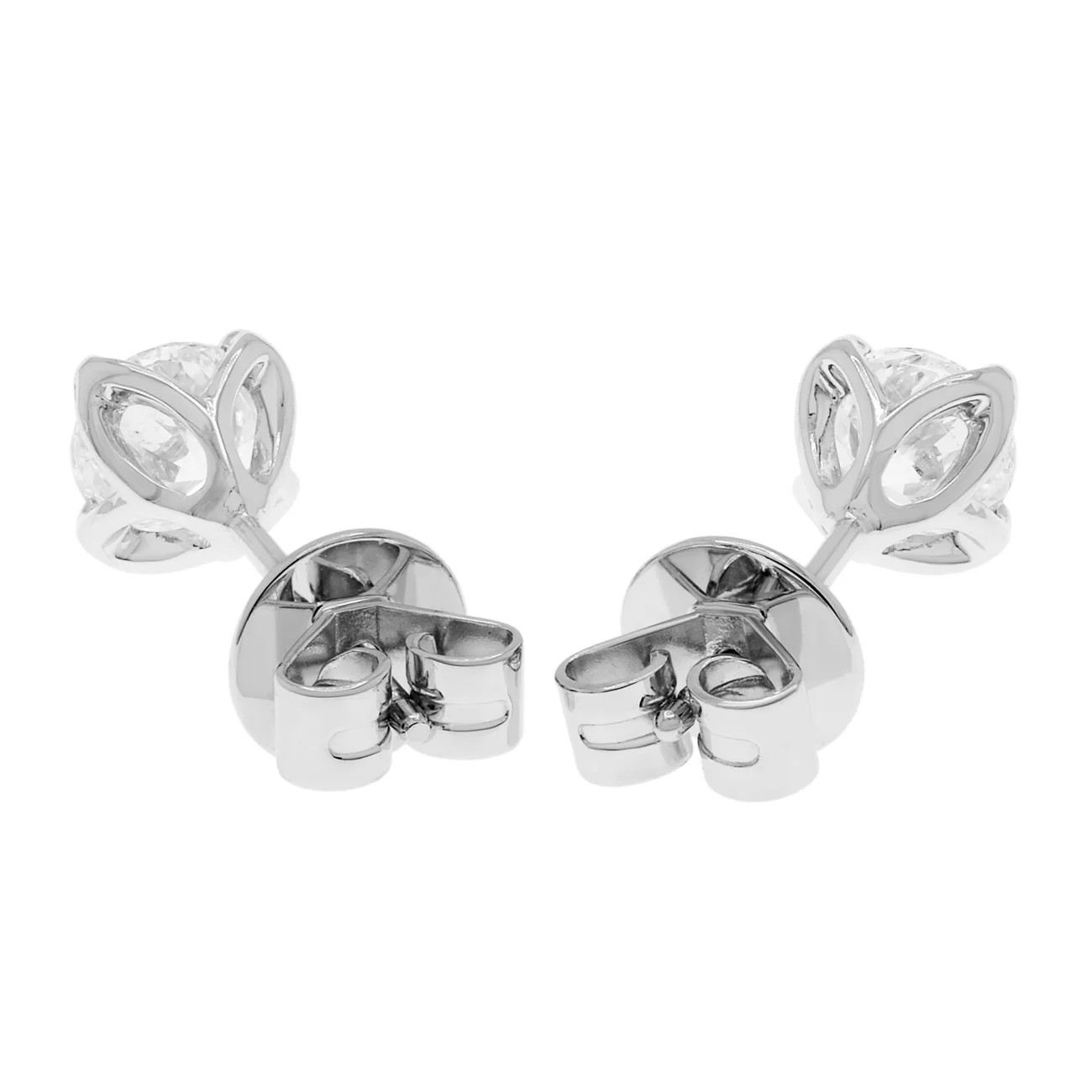 18K White Gold 1.00 Carat Diamond Stud Earrings - Image 2