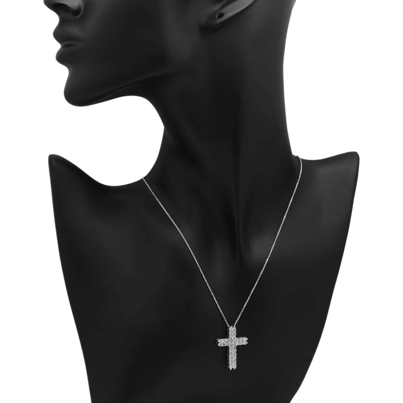 18K White Gold 1.02 Carat Diamond Cross Pendant - Image 3