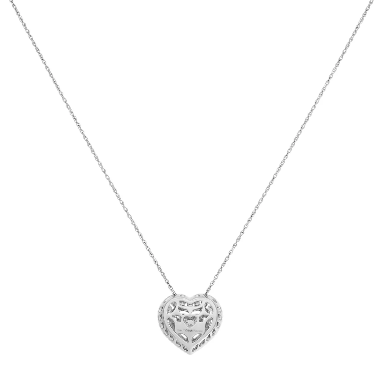 18K White Gold 1.04 Carat Diamond Heart Pendant Necklace - Image 2