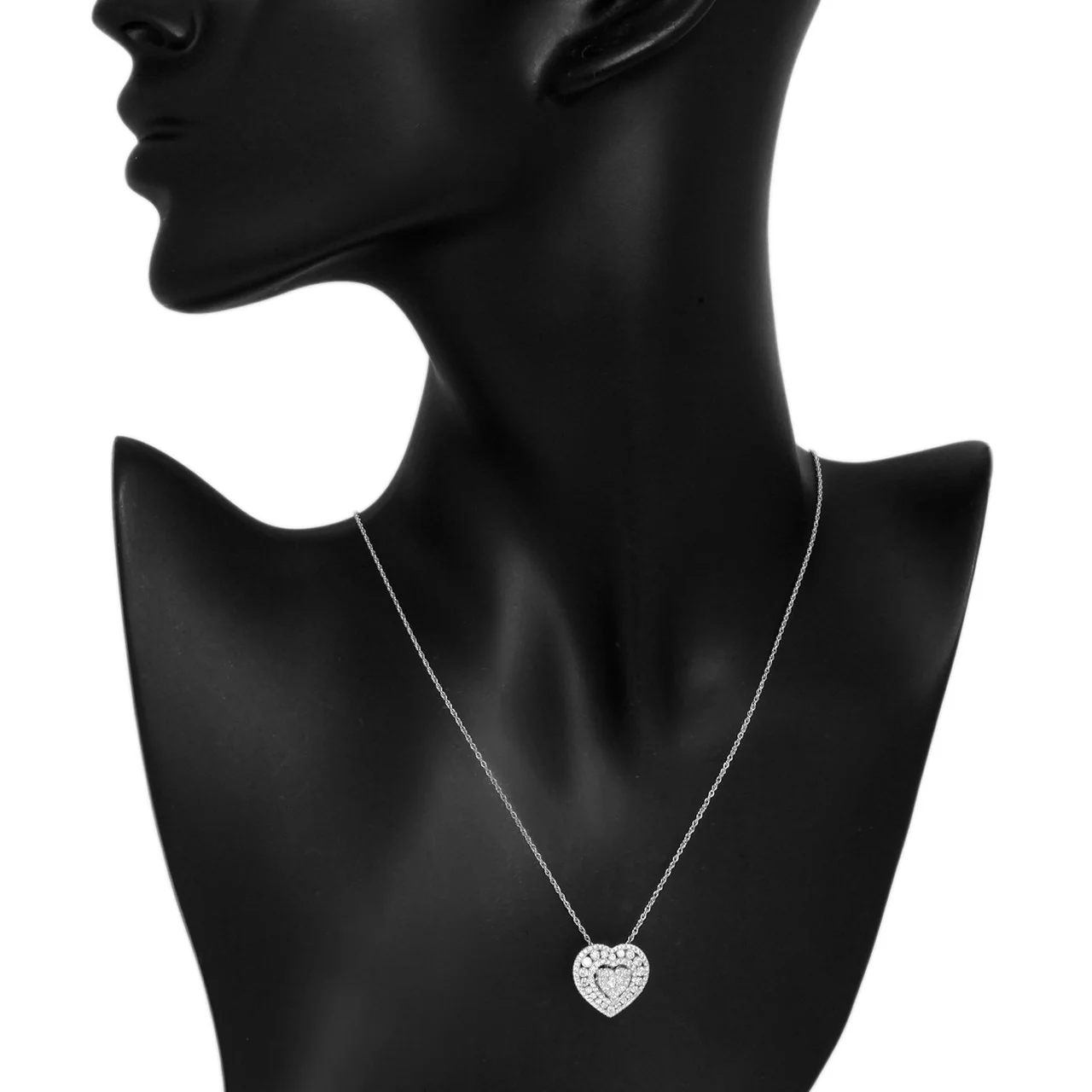 18K White Gold 1.04 Carat Diamond Heart Pendant Necklace - Image 3