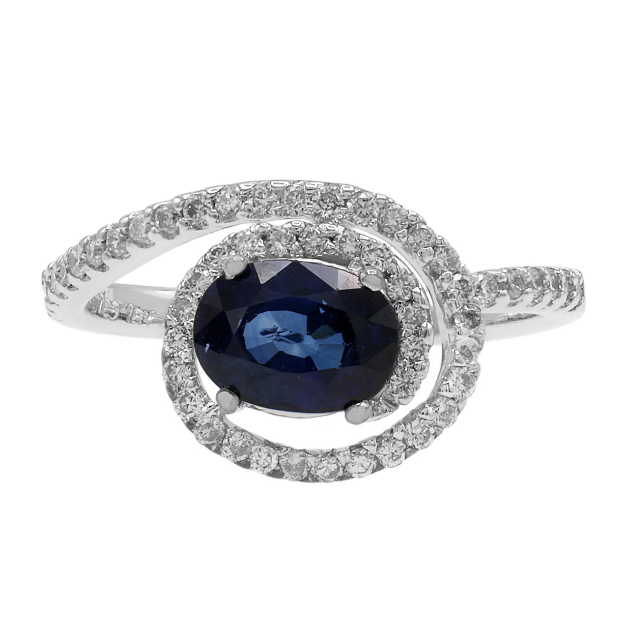 18K White Gold 1.06 Carat Sapphire Diamond Ring