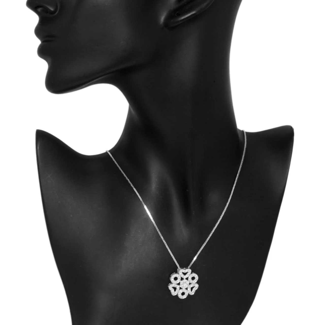 18K White Gold 1.17 Carat Diamond Hearts Pendant - Image 3
