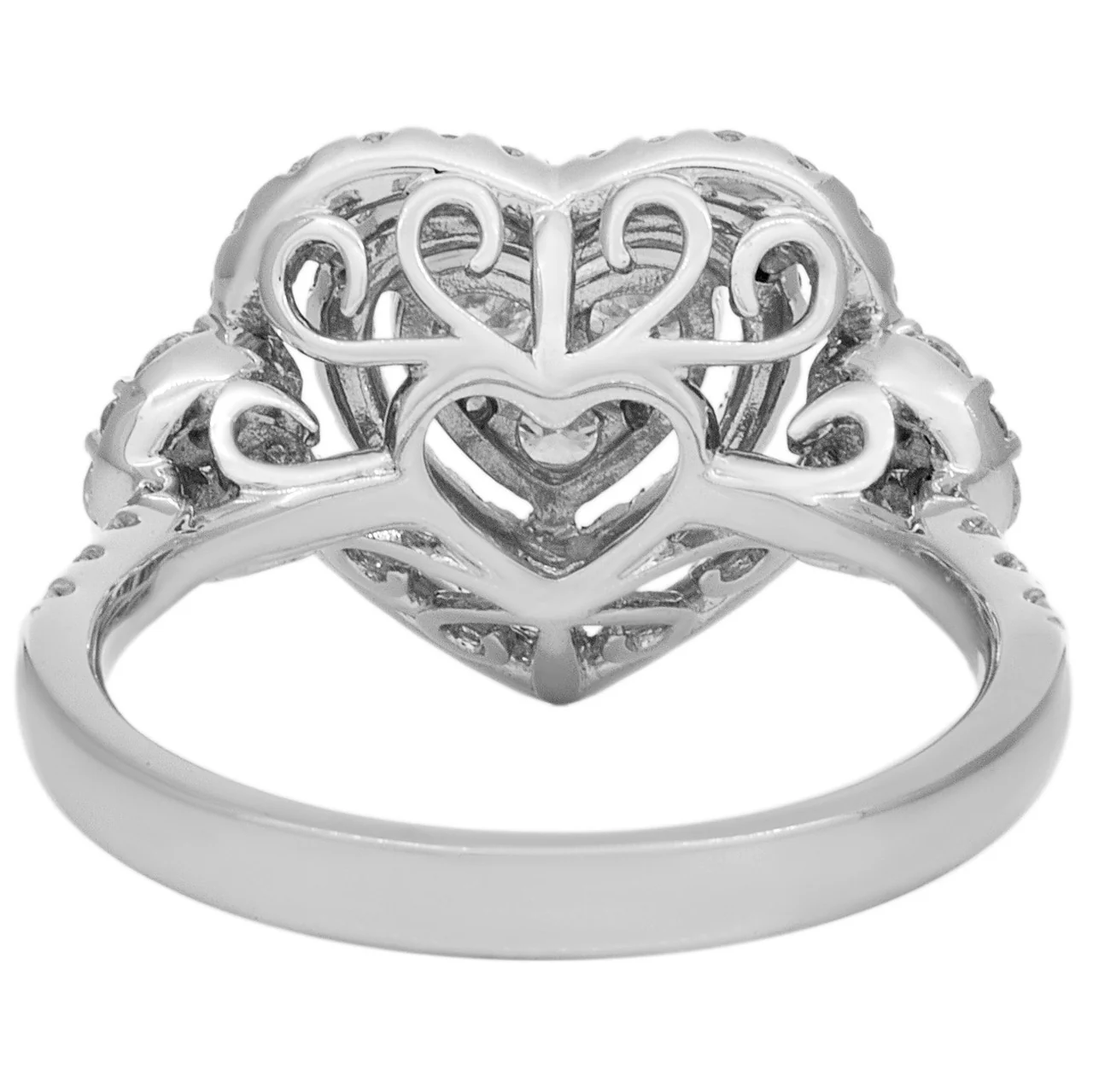 18K White Gold 1.29 Carat Pave Diamond Heart Ring - Image 3