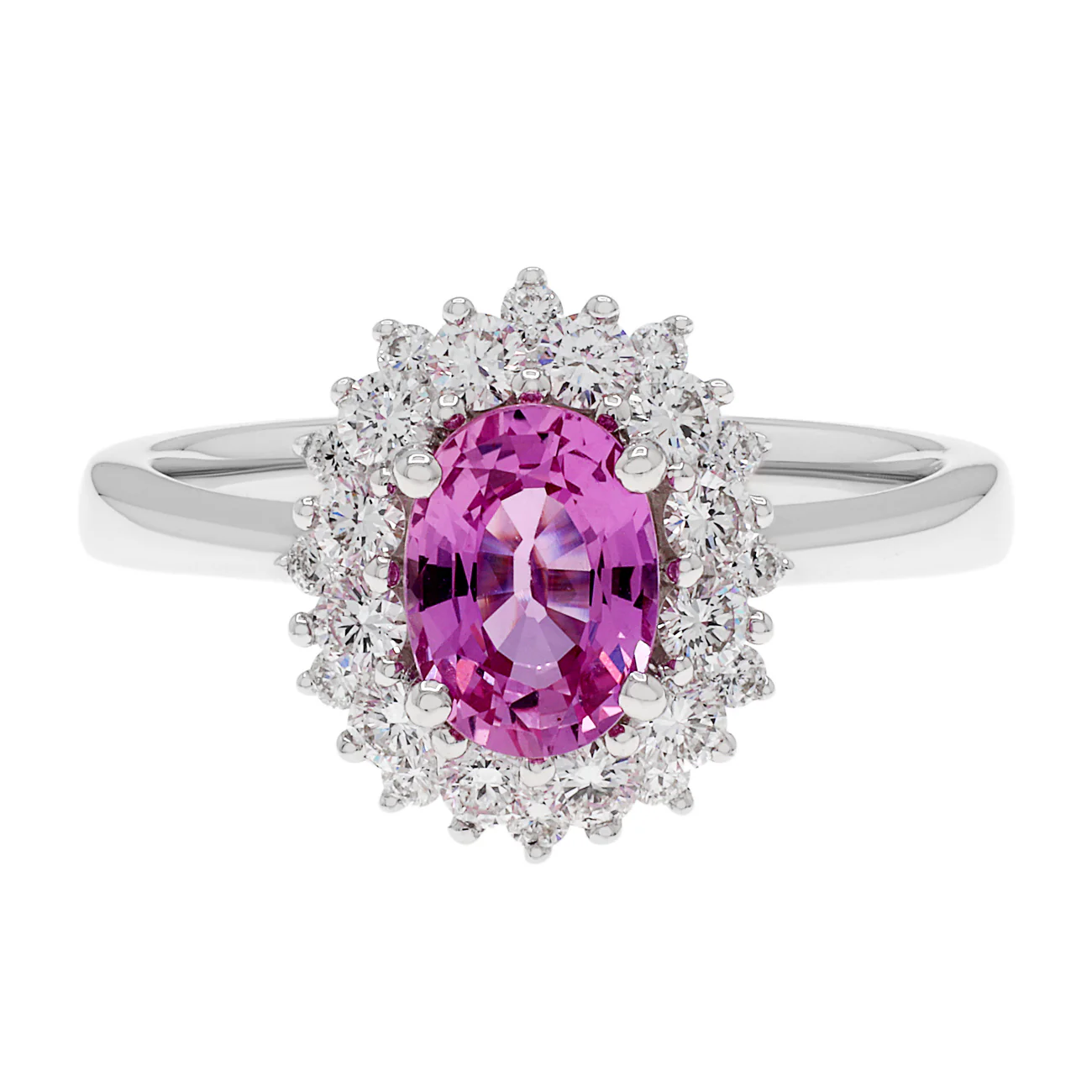 18K White Gold 1.32 Carat Pink Sapphire Ring