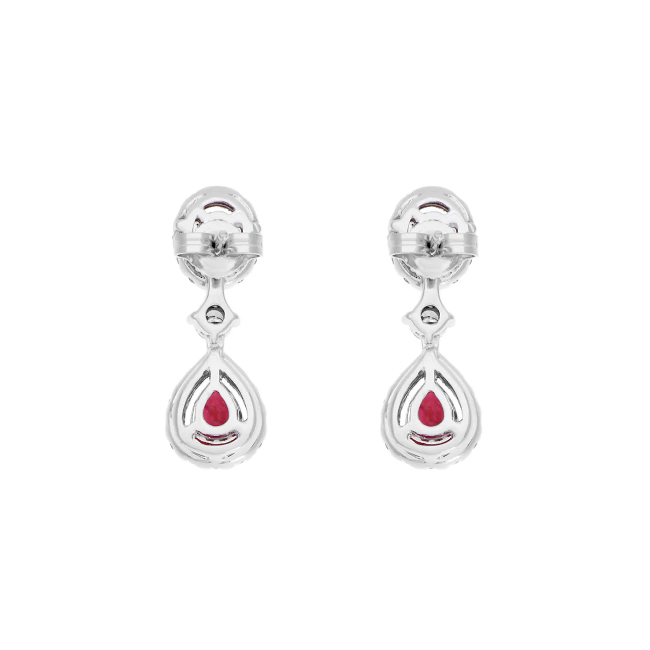 18K White Gold 1.34 Carat Ruby Diamond Drop Earrings - Image 2