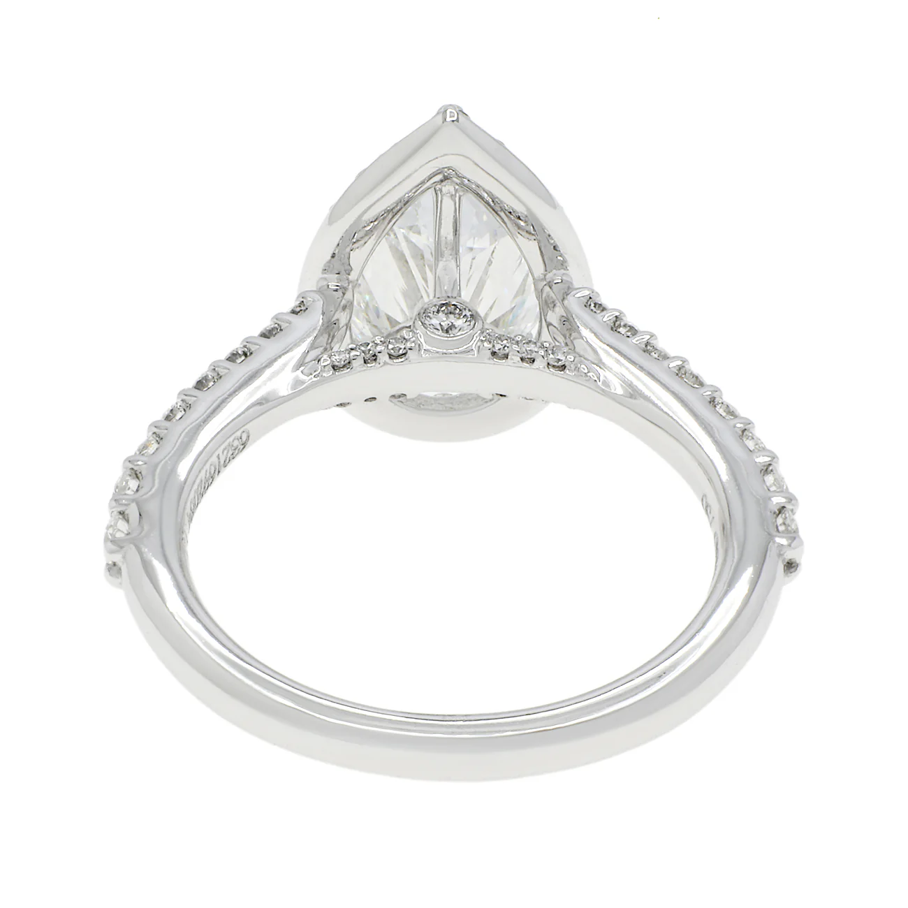 18K White Gold 1.51 Carat Pear Diamond Halo Ring - Image 3