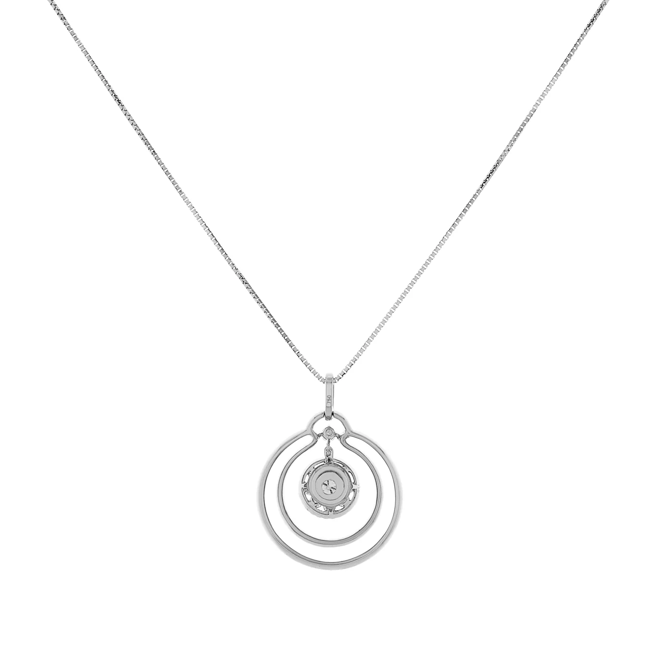 18K White Gold 1.54 Carat Concentric Circular Diamond Pendant - Image 2
