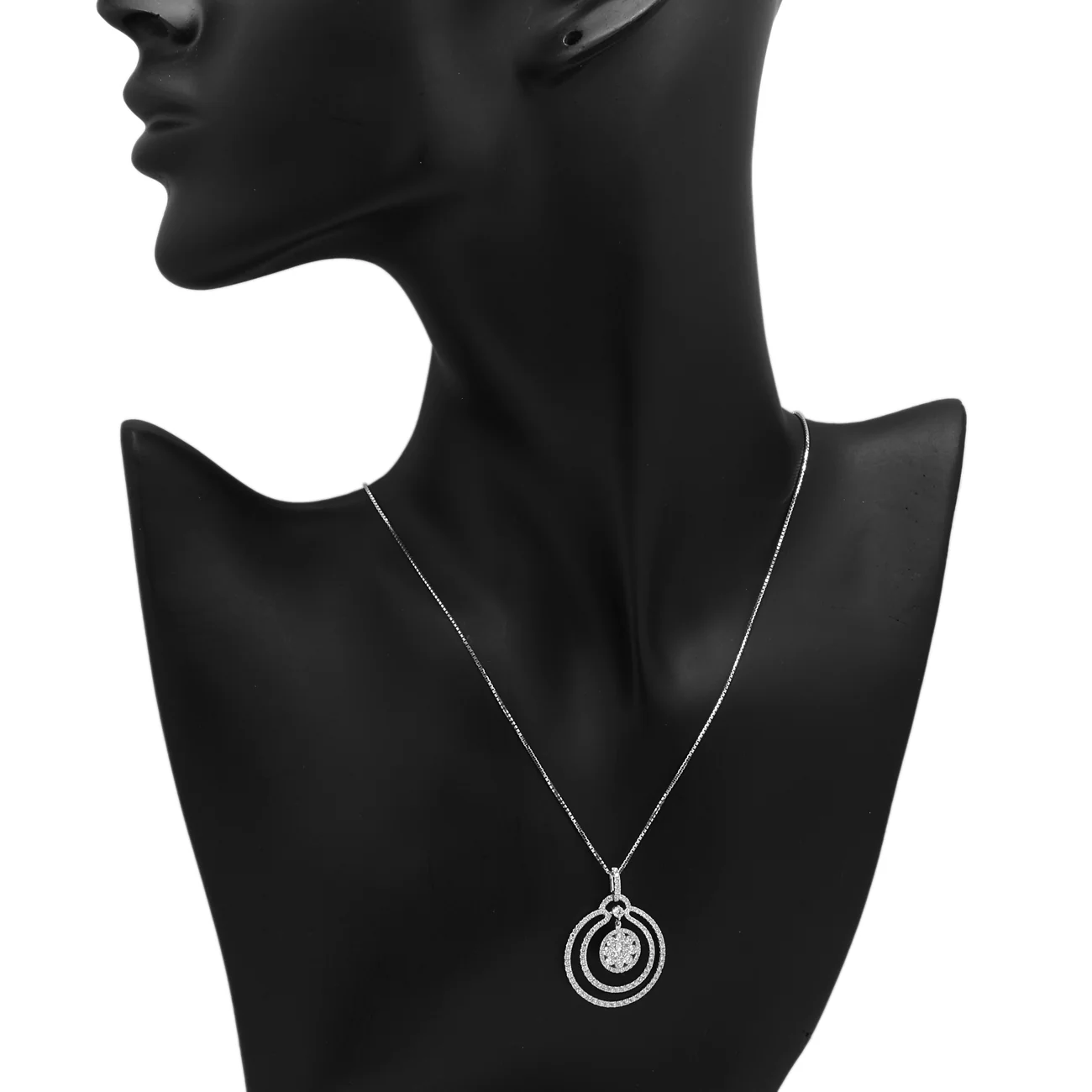 18K White Gold 1.54 Carat Concentric Circular Diamond Pendant - Image 4