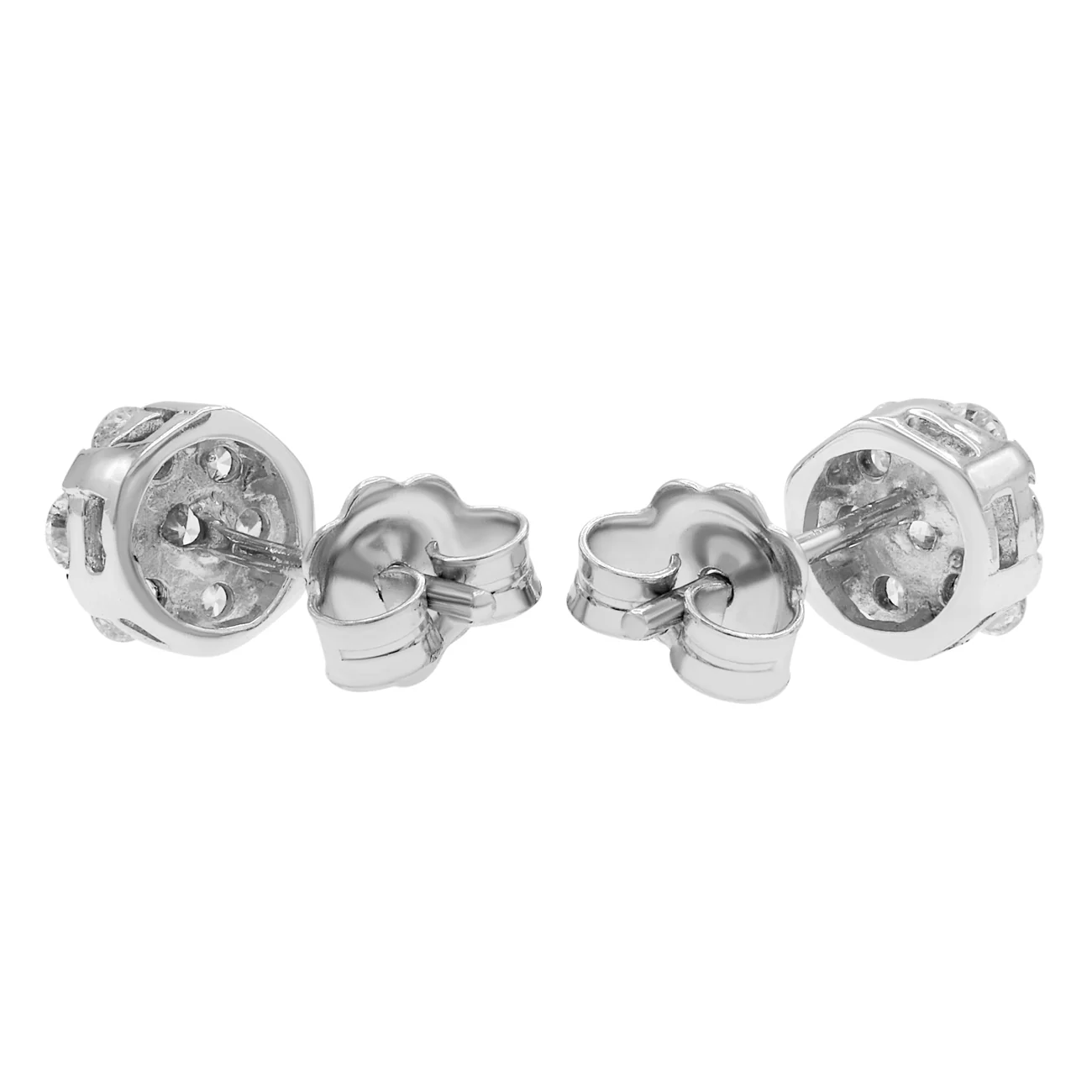 18K White Gold 1.60 Carat Diamond Cluster Earrings - Image 2