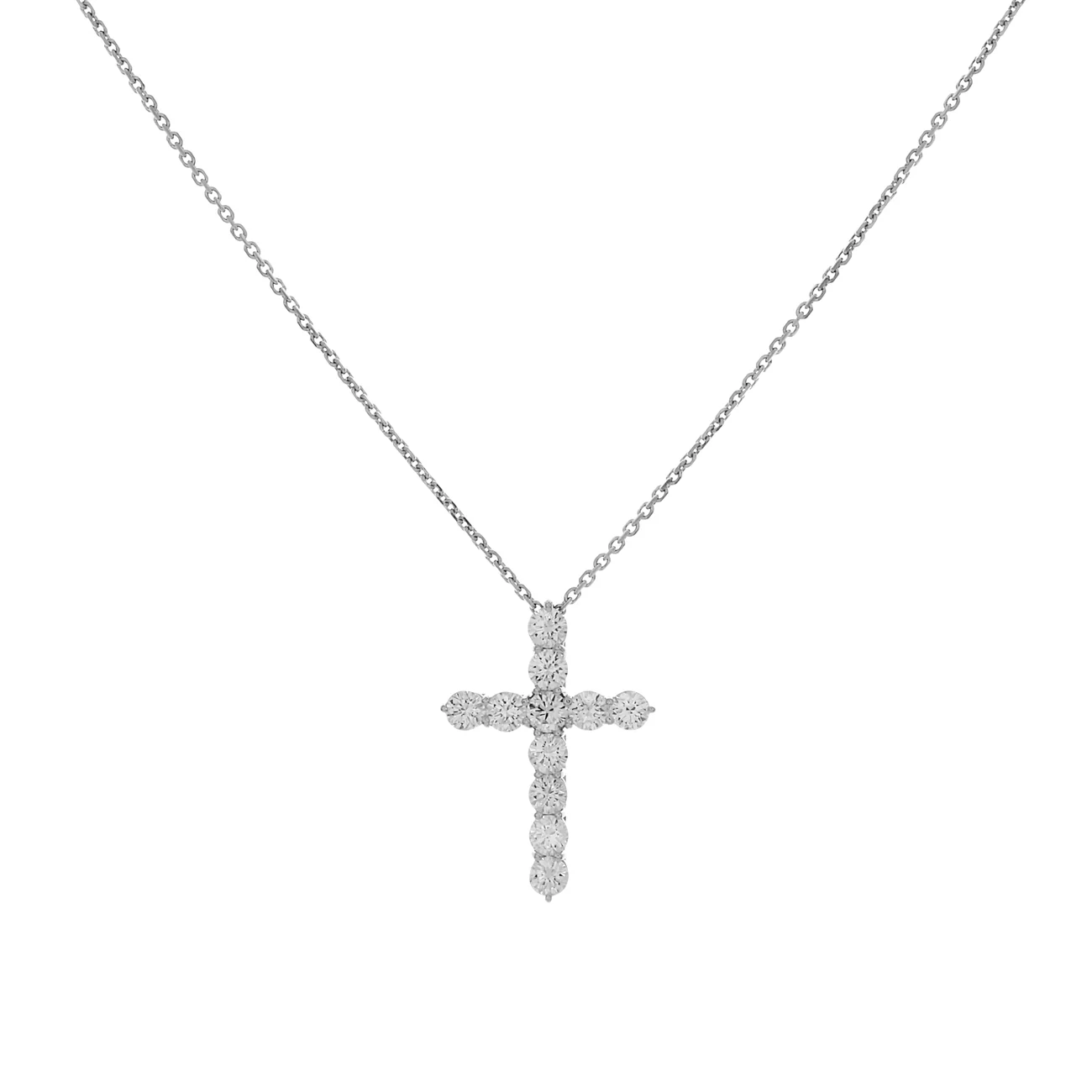 18K White Gold 1.65 Carat Diamond Cross Pendant