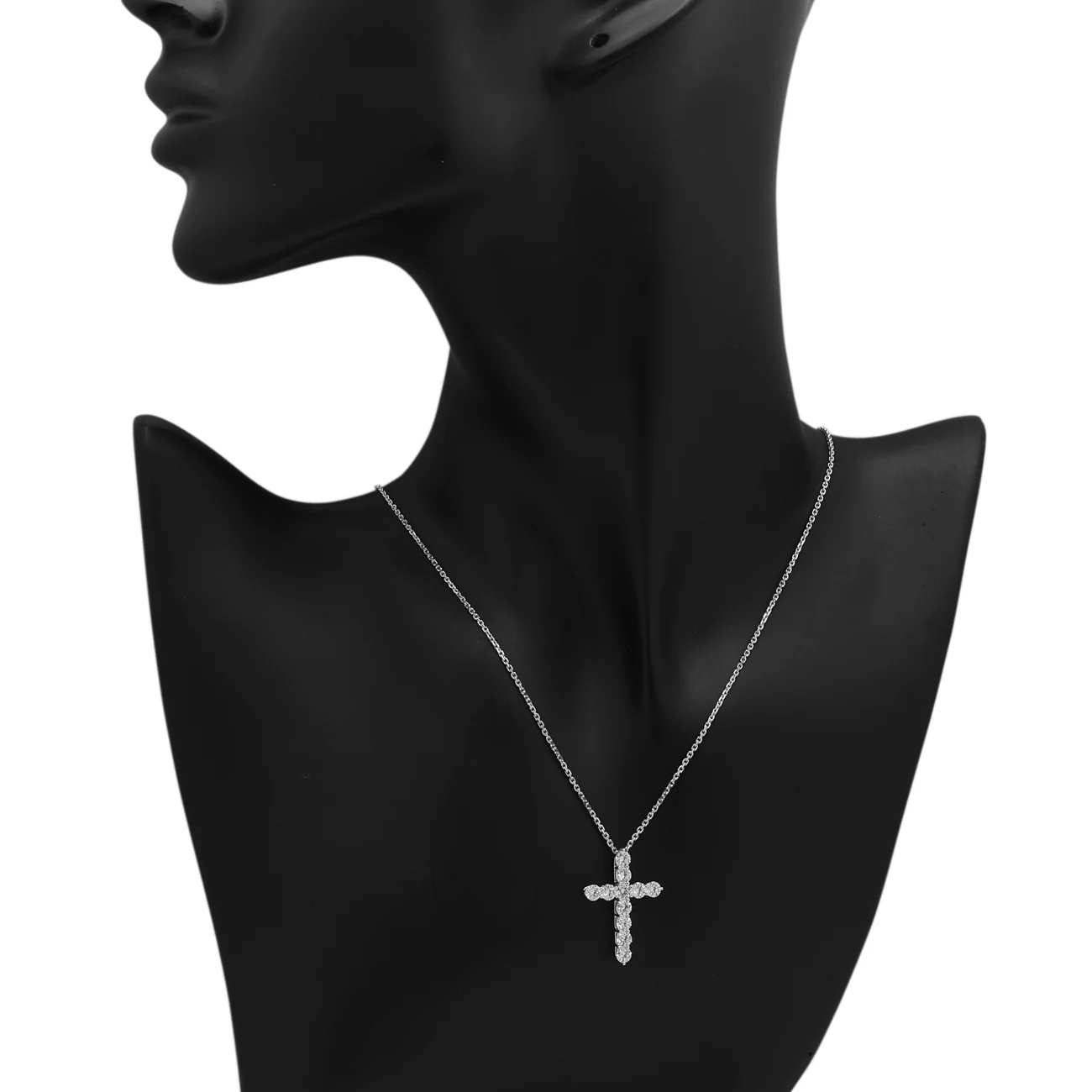 18K White Gold 1.65 Carat Diamond Cross Pendant - Image 3