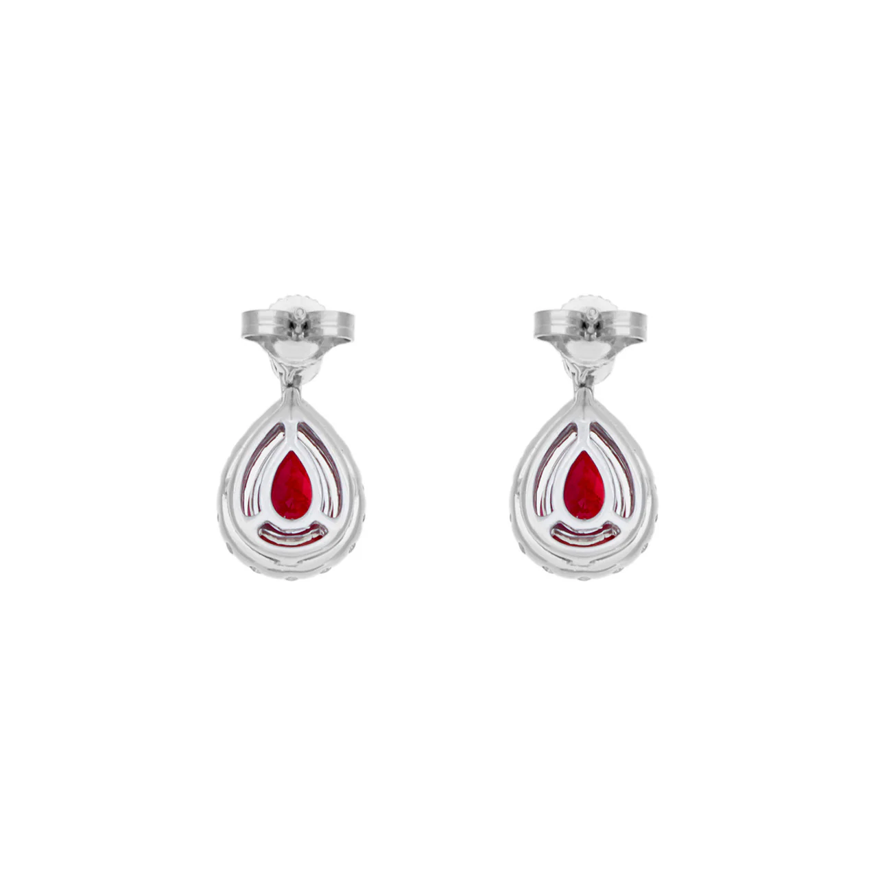 18K White Gold 1.76 Carat Ruby Diamond Drop Earrings - Image 2