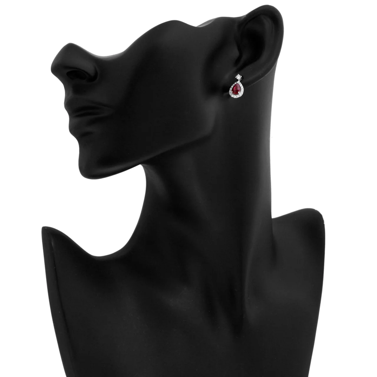 18K White Gold 1.76 Carat Ruby Diamond Drop Earrings - Image 3
