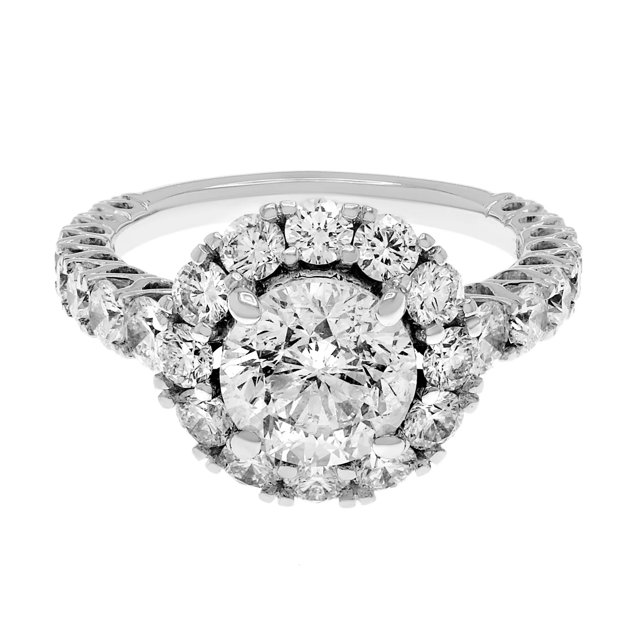 18K White Gold 1.78 Carat Halo Diamond Ring