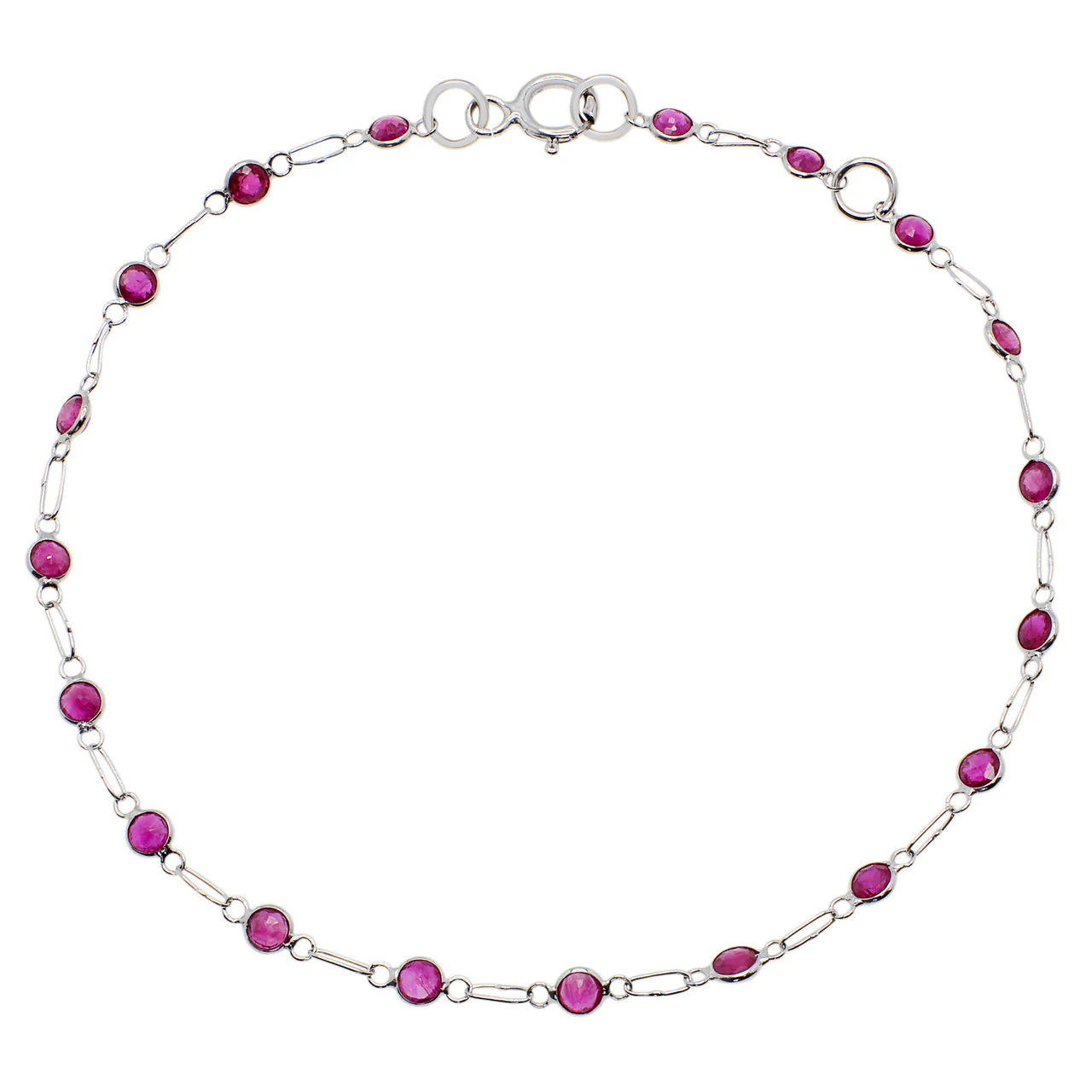 18K White Gold 1.78 Carat Ruby Bracelet
