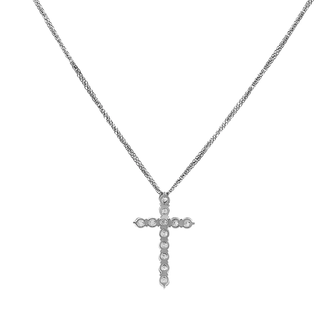 18K White Gold 1.80 Carat Diamond Cross Pendant - Image 2