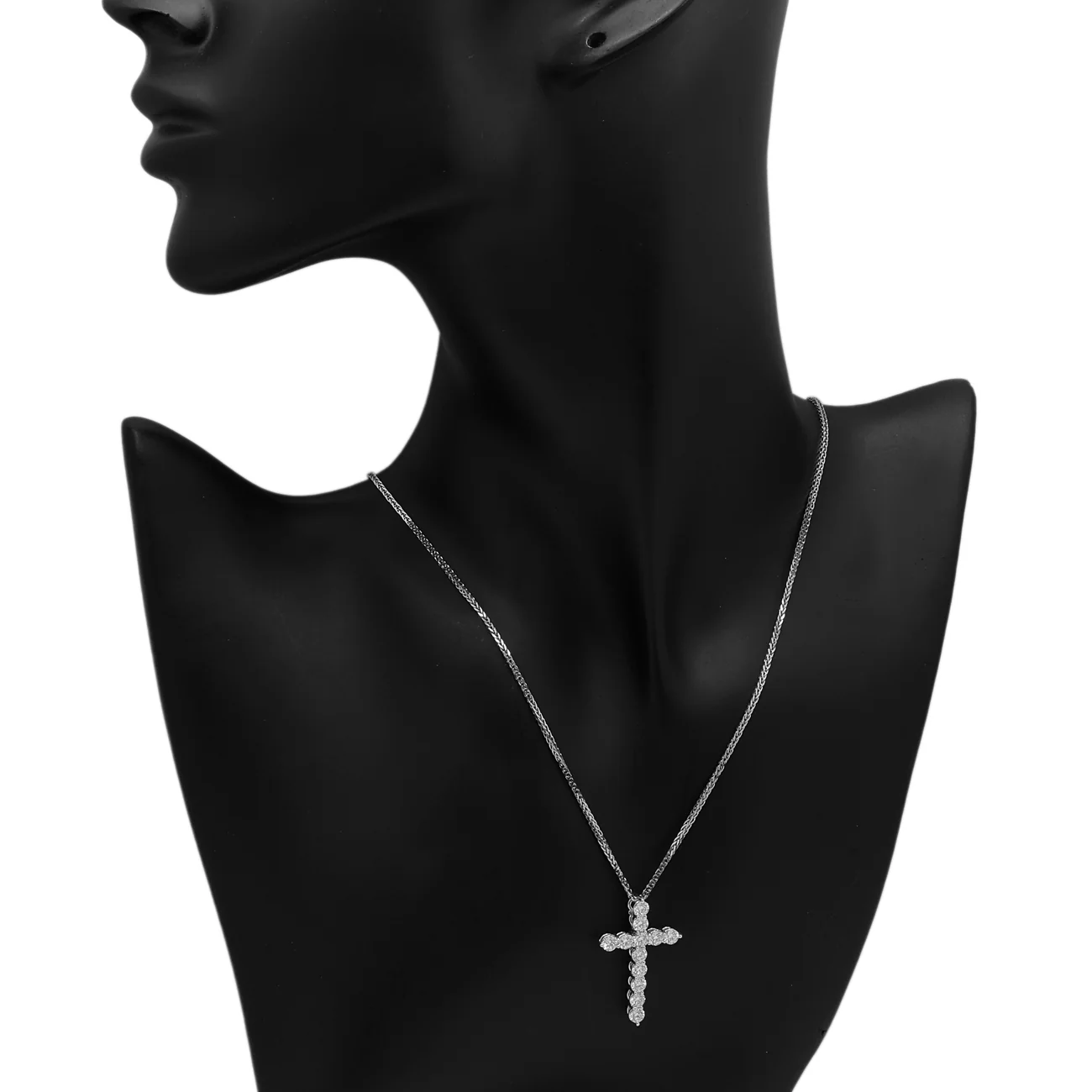 18K White Gold 1.80 Carat Diamond Cross Pendant - Image 3
