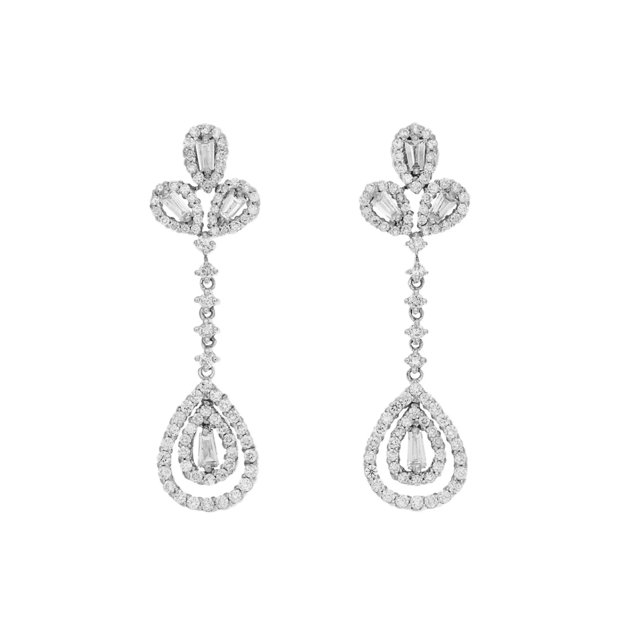 18K White Gold 1.82 Carat Diamond Drop Earrings