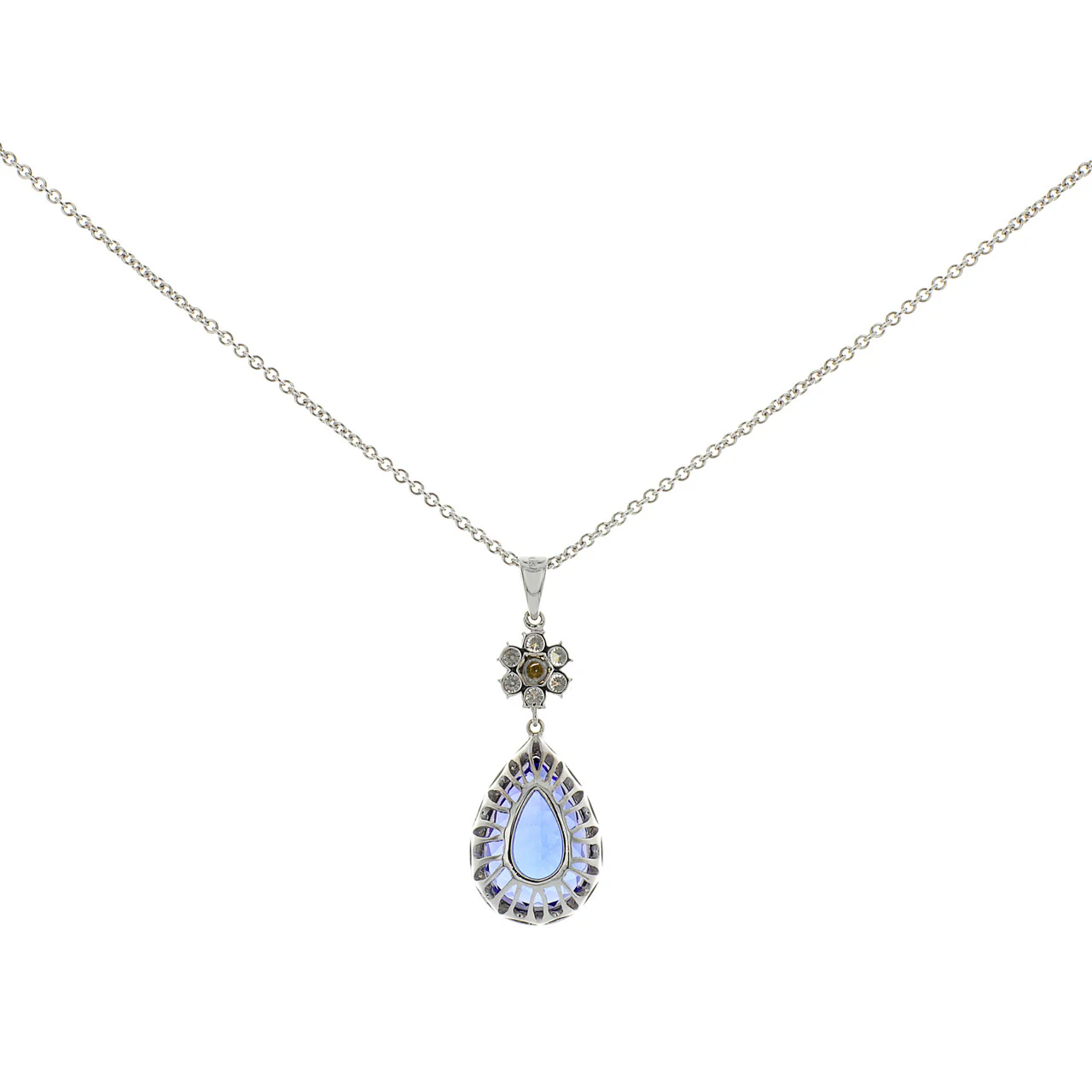 18K White Gold 10.80 Carat Tanzanite Diamond Pendant - Image 2