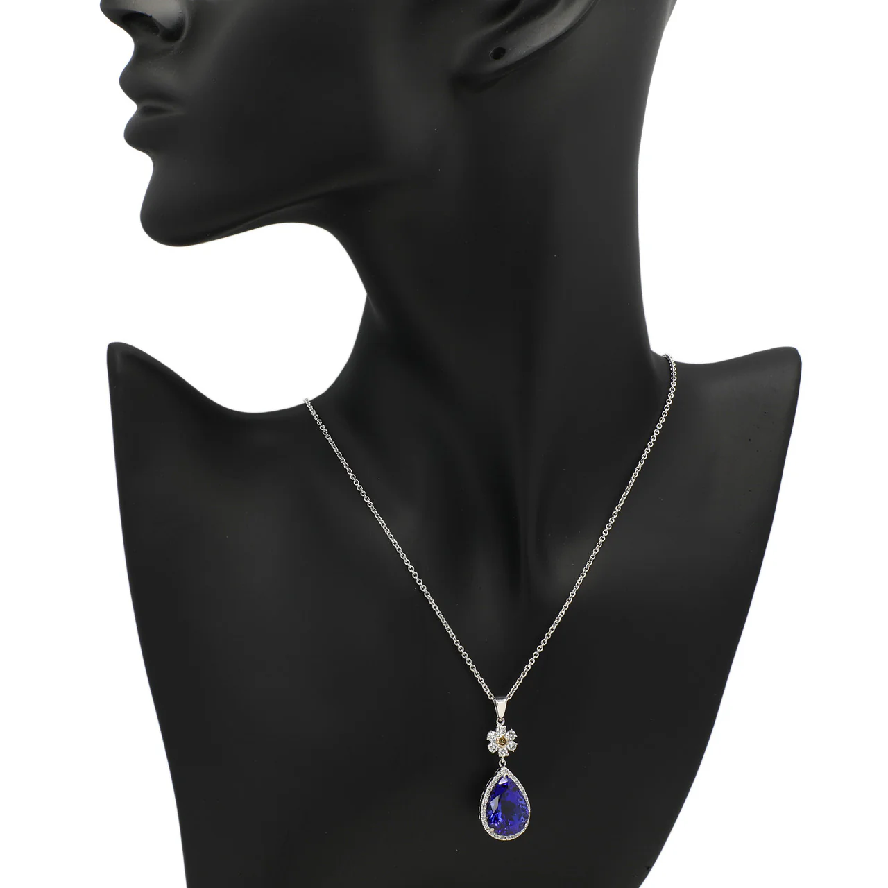 18K White Gold 10.80 Carat Tanzanite Diamond Pendant - Image 3