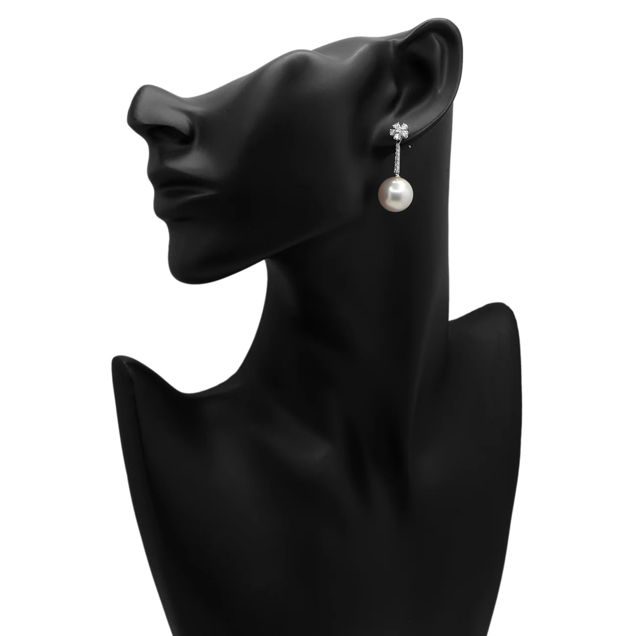 18K White Gold 13.3mm South Sea Pearl Drop Earrings - Image 3