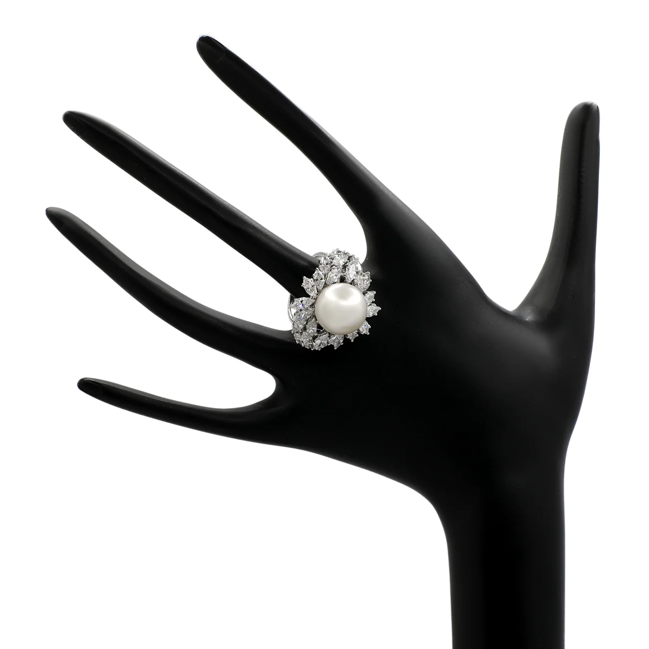 18K White Gold 13.8mm South Sea Pearl Diamond Ring - Image 3