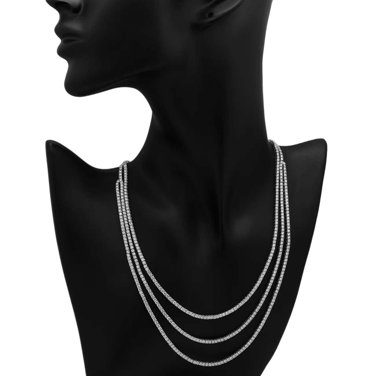 18K White Gold 14.04 Carat Riviere Diamond Necklace - Image 3