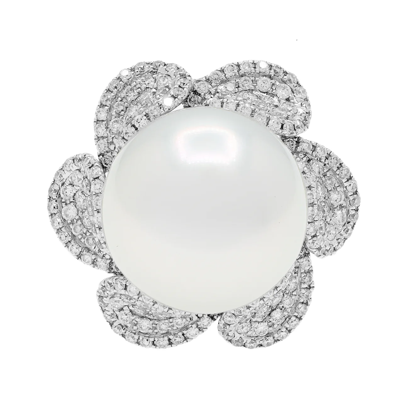 18K White Gold 14.5mm South Sea Pearl Blossom Ring