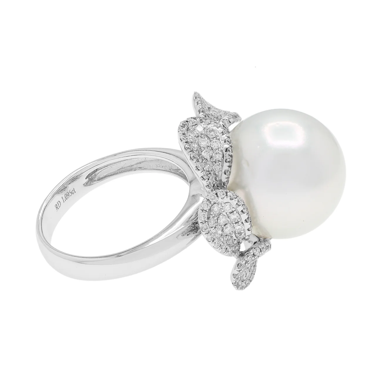 18K White Gold 14.5mm South Sea Pearl Blossom Ring - Image 2