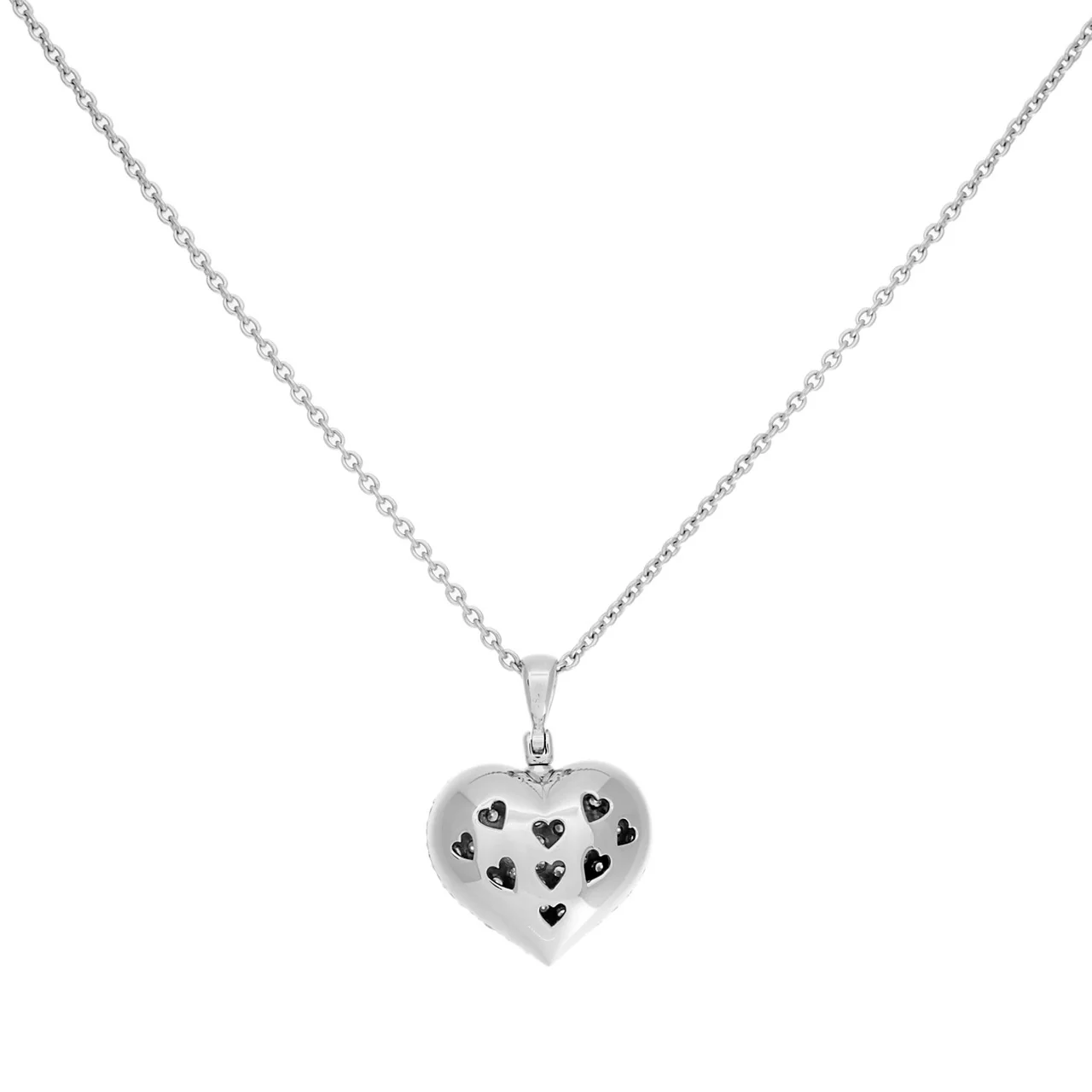 18K White Gold 2.00 Carat Diamond Heart Pendant Necklace - Image 2
