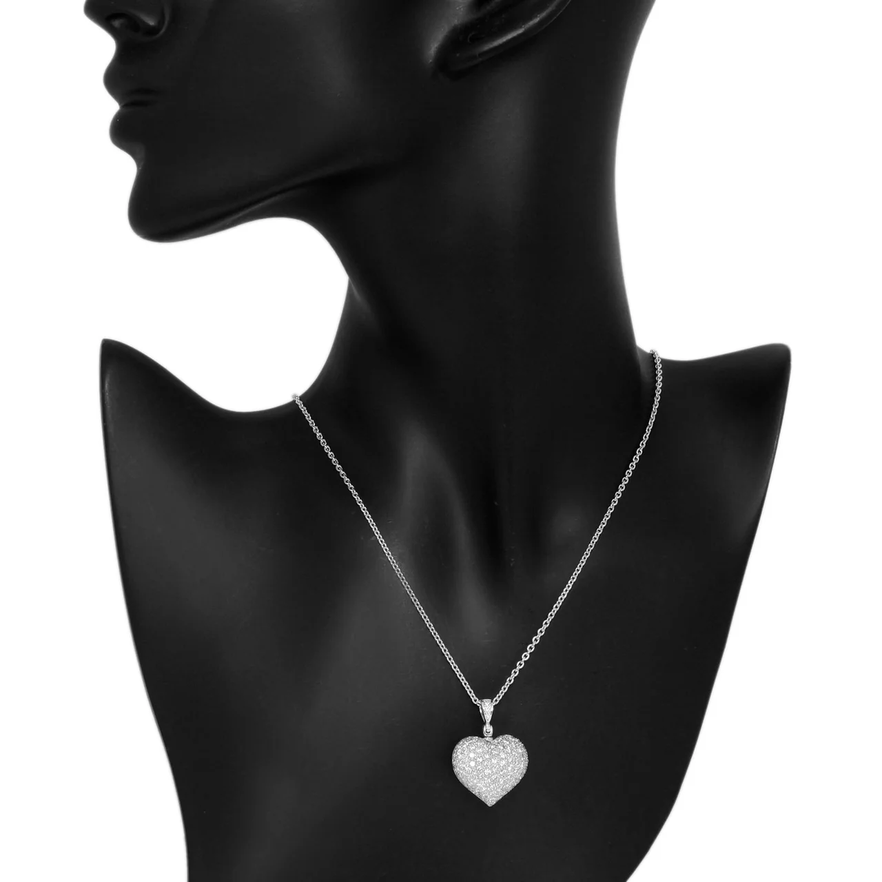 18K White Gold 2.00 Carat Diamond Heart Pendant Necklace - Image 3