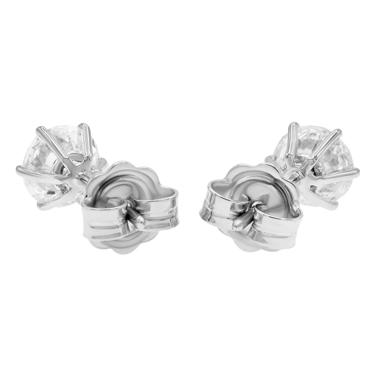 18K White Gold 2.00 Carat Diamond Stud Earrings - Image 2