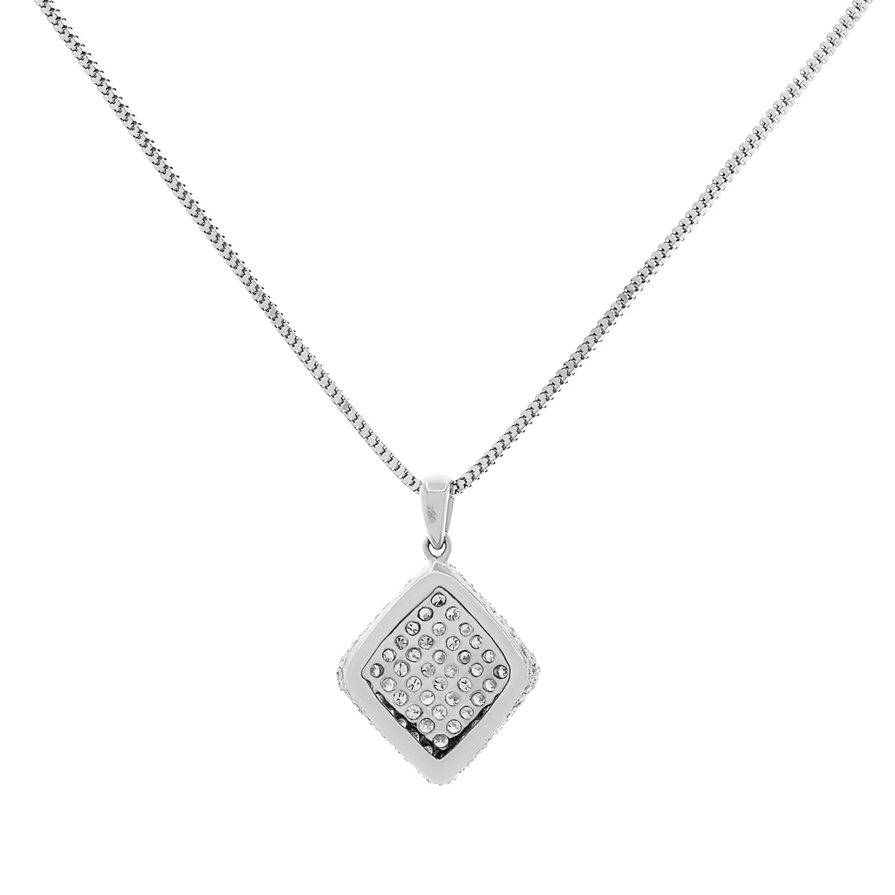 18K White Gold 2.01 Carat Pave Diamond Square Pendant - Image 2