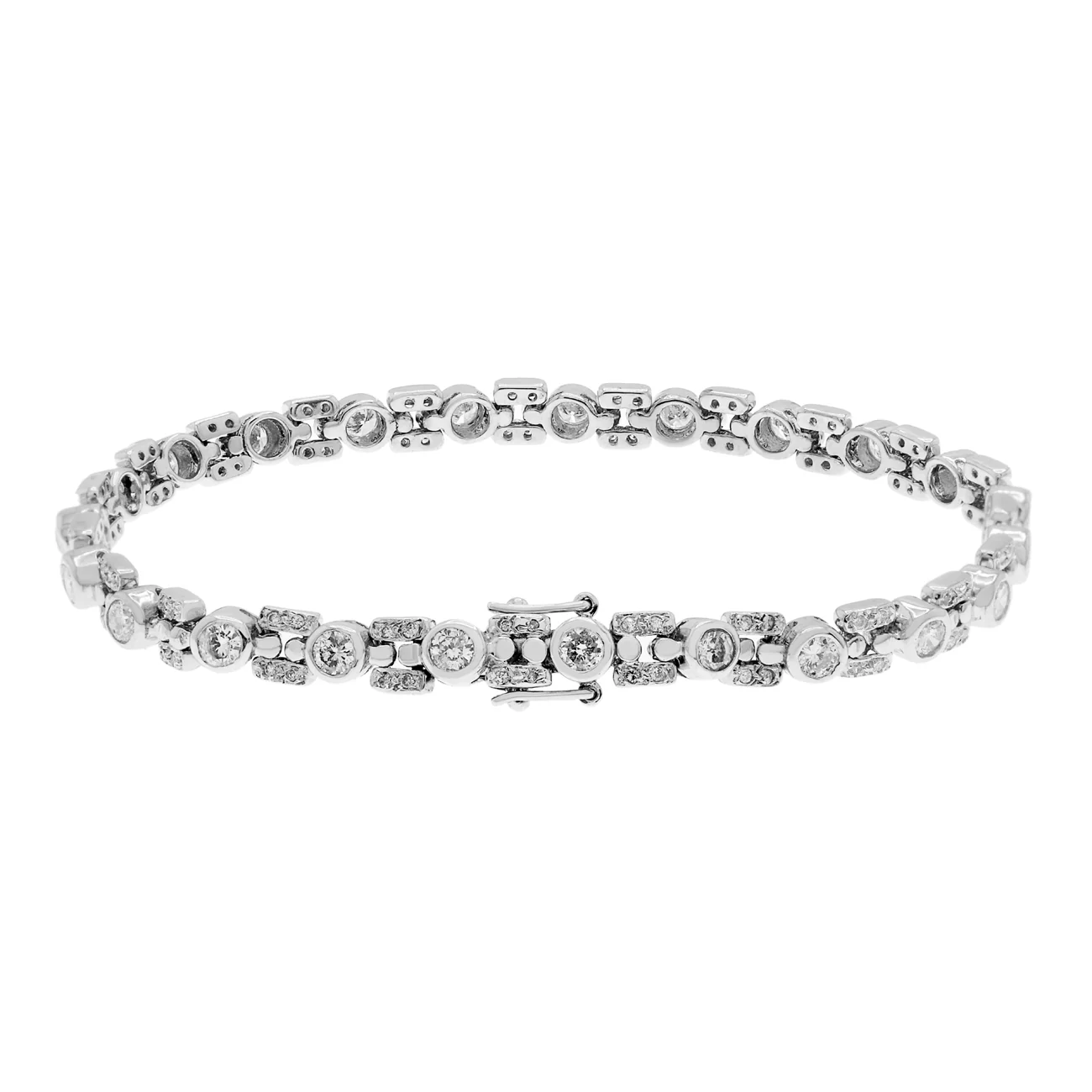 18K White Gold 2.14 Carat Diamond Gate Link Tennis Bracelet - Image 2