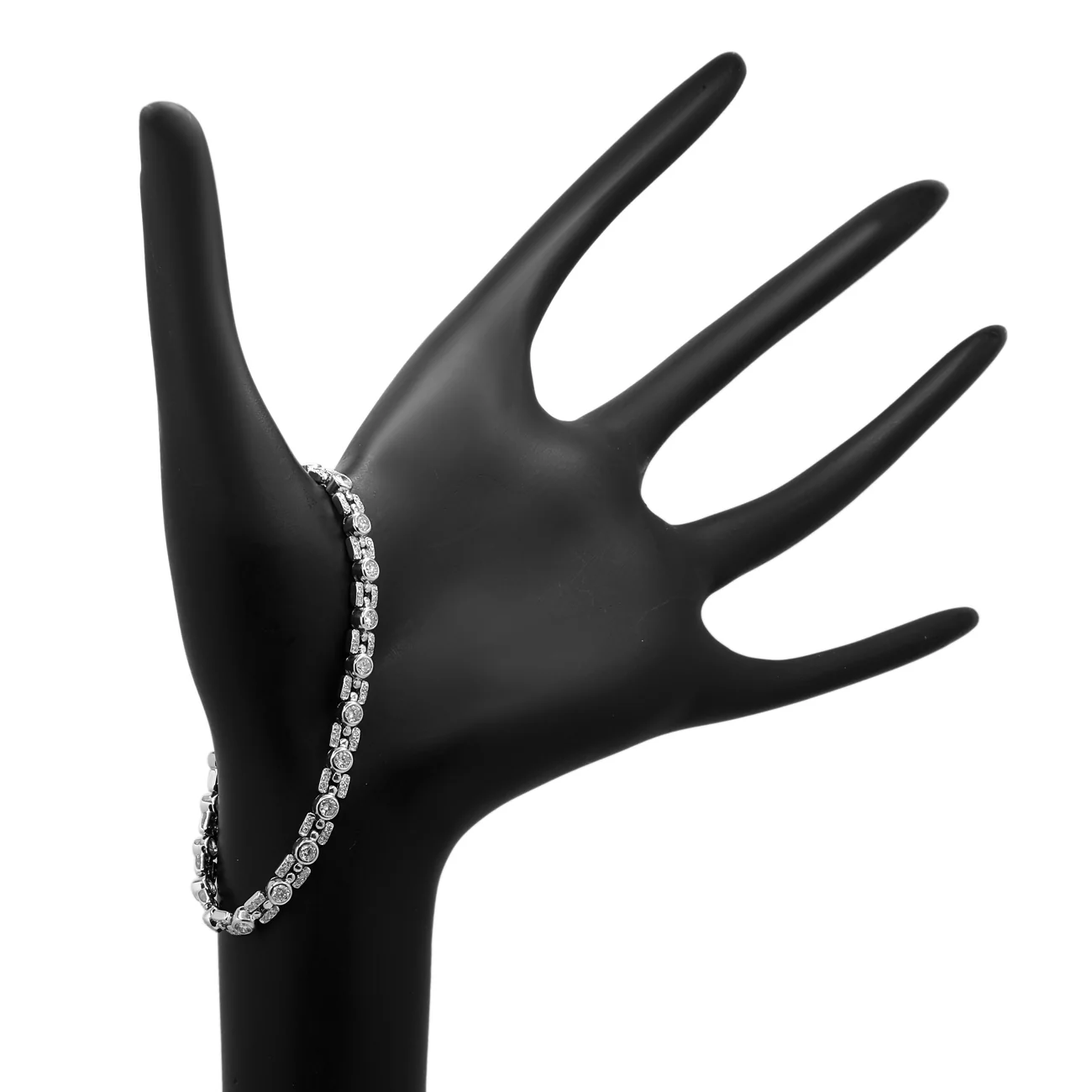 18K White Gold 2.14 Carat Diamond Gate Link Tennis Bracelet - Image 3