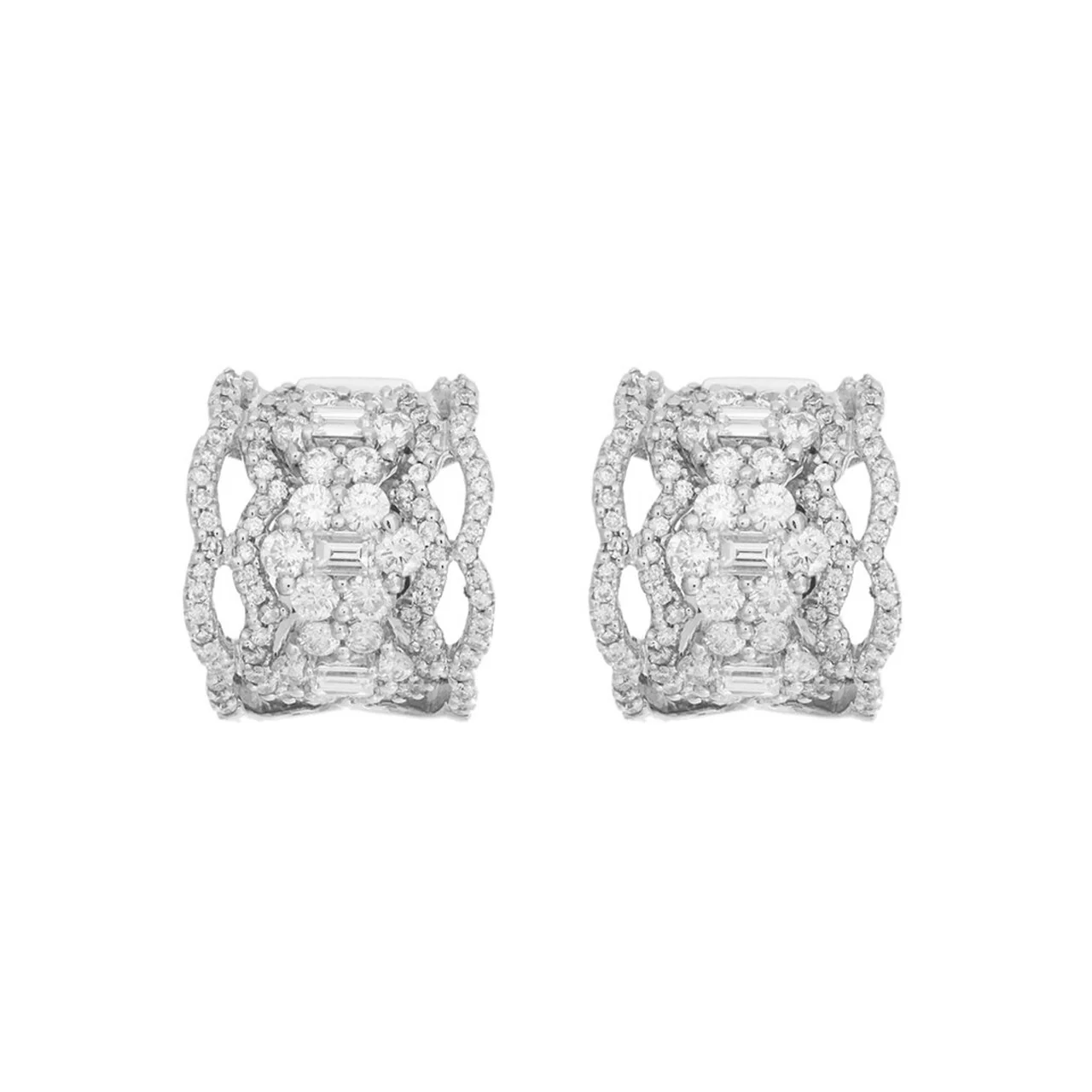 18K White Gold 2.19 Carat Diamond Hoop Earrings